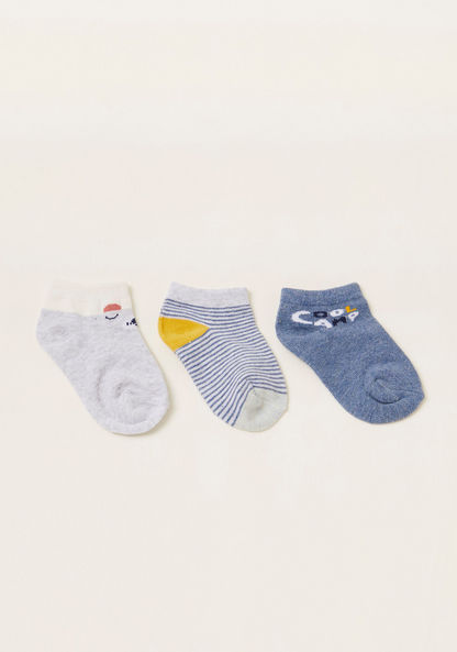 Juniors Printed Socks with Cuffed Hem - Set of 3-Socks-image-0