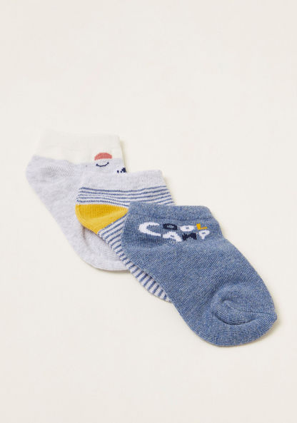 Juniors Printed Socks with Cuffed Hem - Set of 3-Socks-image-1