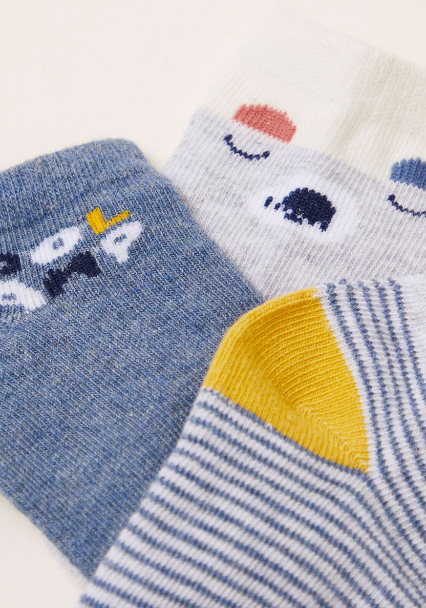 Juniors Printed Socks with Cuffed Hem - Set of 3-Socks-image-2