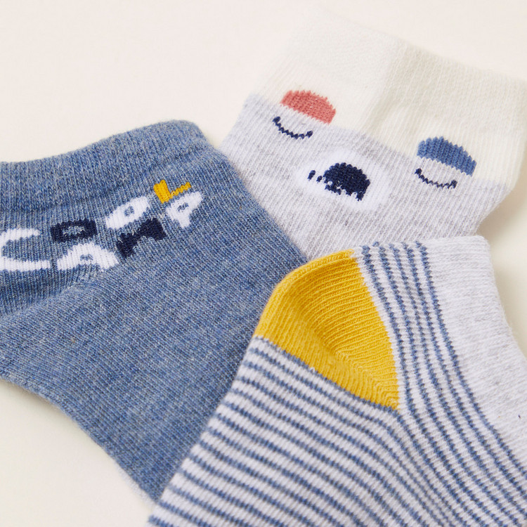 Juniors Printed Socks with Cuffed Hem - Set of 3