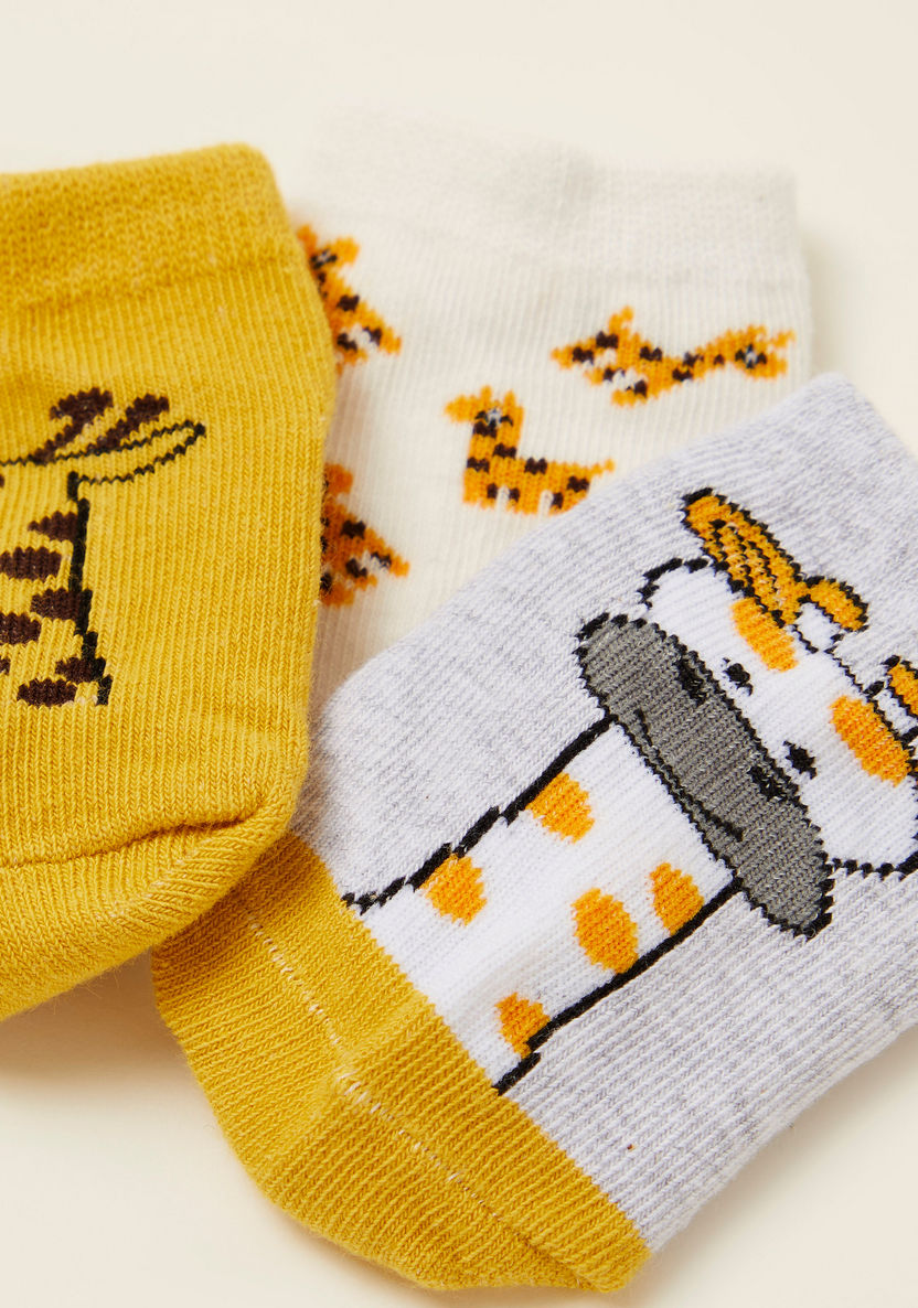 Juniors Printed Socks with Cuffed Hem - Set of 3-Socks-image-3
