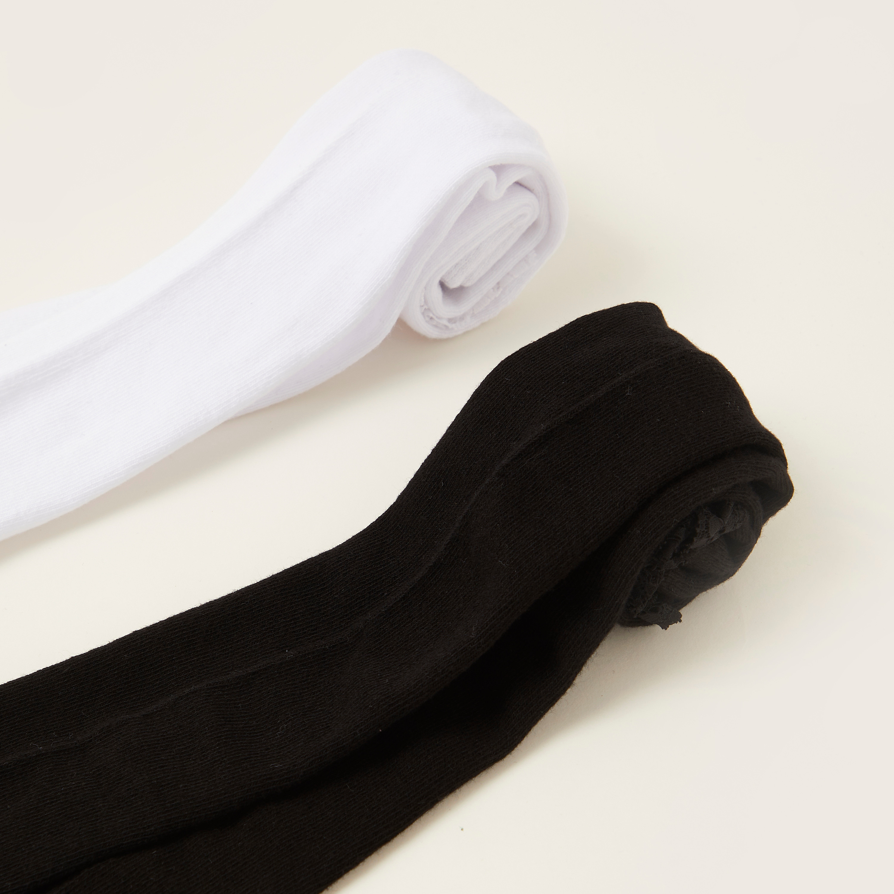 Juniors Solid Tights with Frill Detail and Elasticated Waistband - Set of 2-baby-girls-accessories-socks-image-2