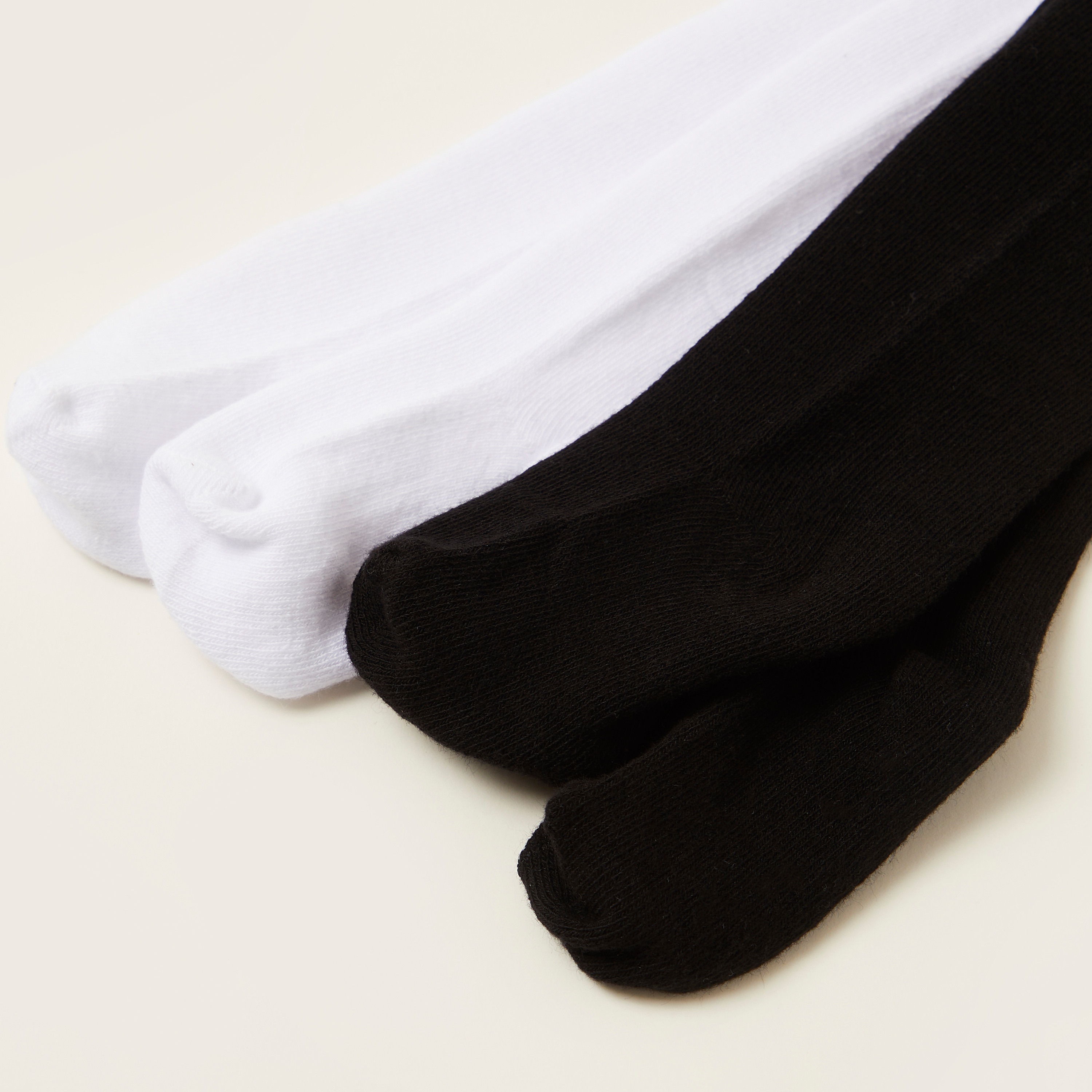 Juniors Solid Tights with Frill Detail and Elasticated Waistband - Set of 2-baby-girls-accessories-socks-image-3