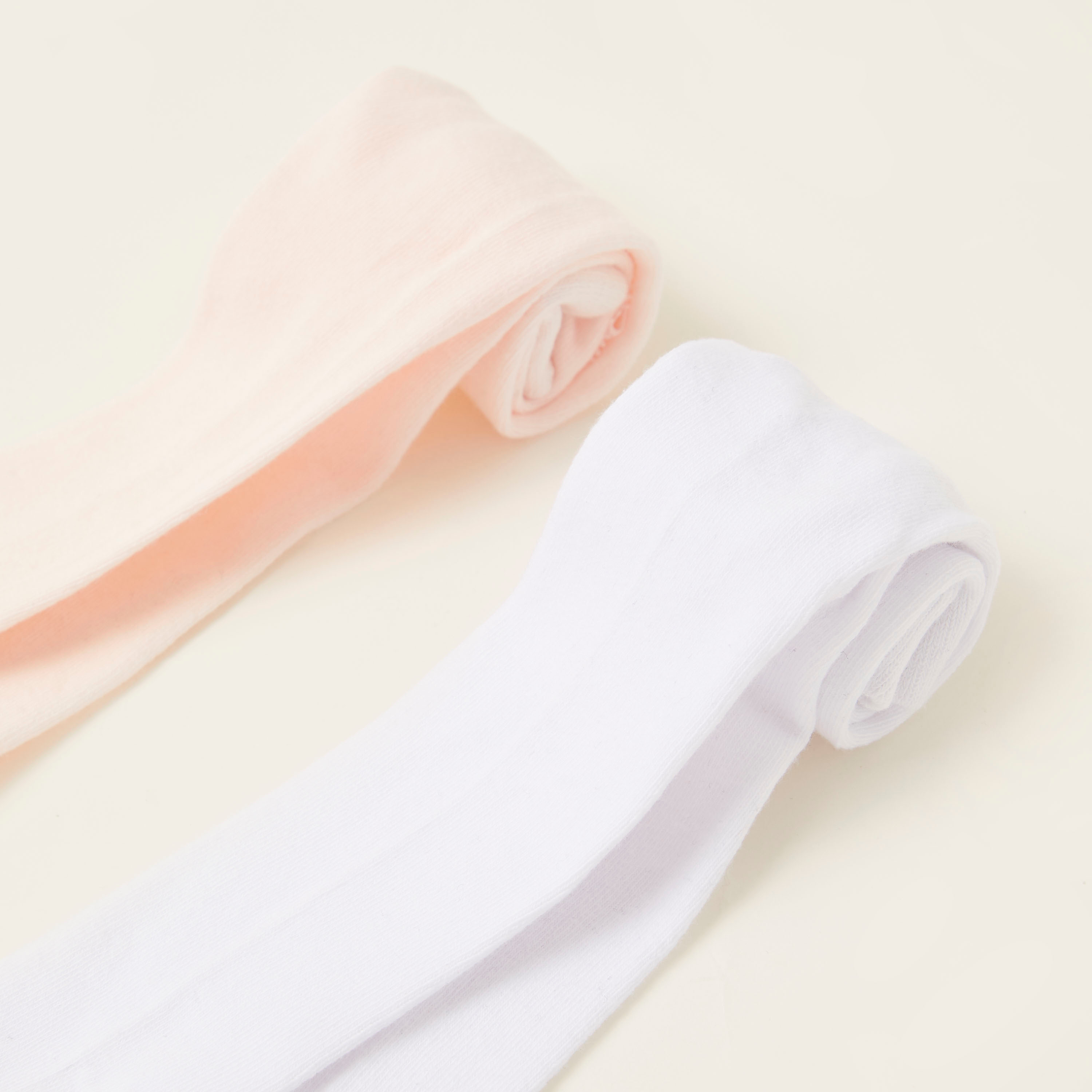 Juniors Solid Tights with Frill Detail and Elasticated Waistband - Set of 2-baby-girls-accessories-socks-image-2