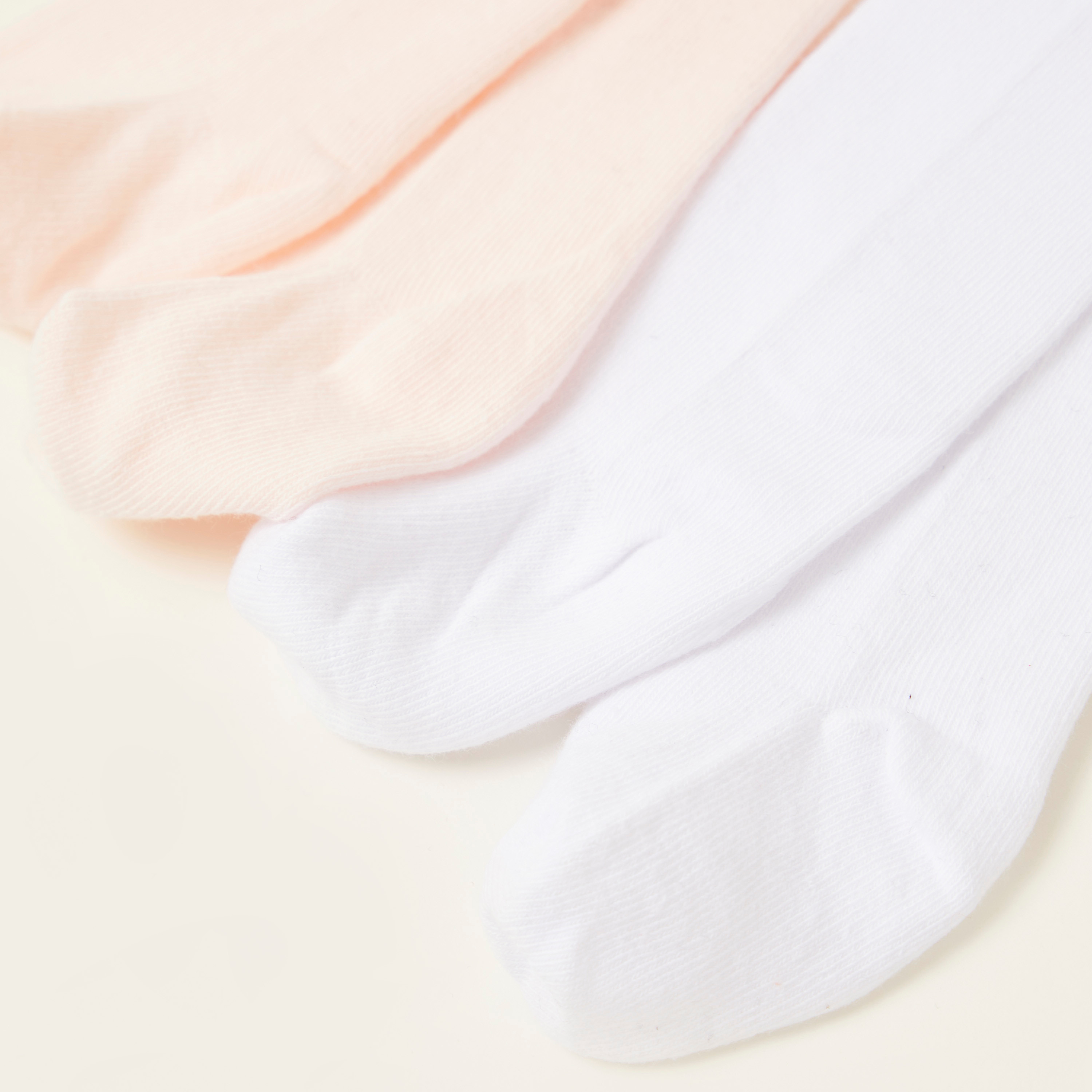 Juniors Solid Tights with Frill Detail and Elasticated Waistband - Set of 2-baby-girls-accessories-socks-image-3