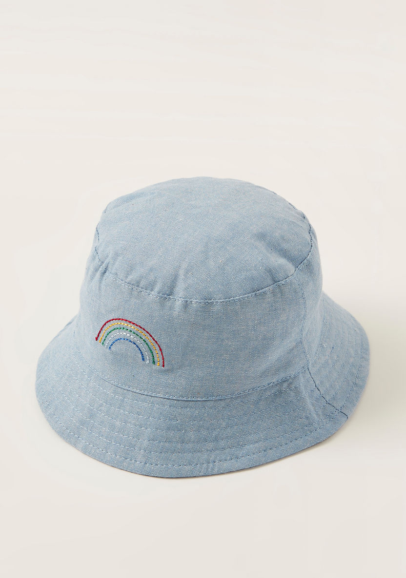Juniors Rainbow Embroidered Chambray Hat-Caps-image-0