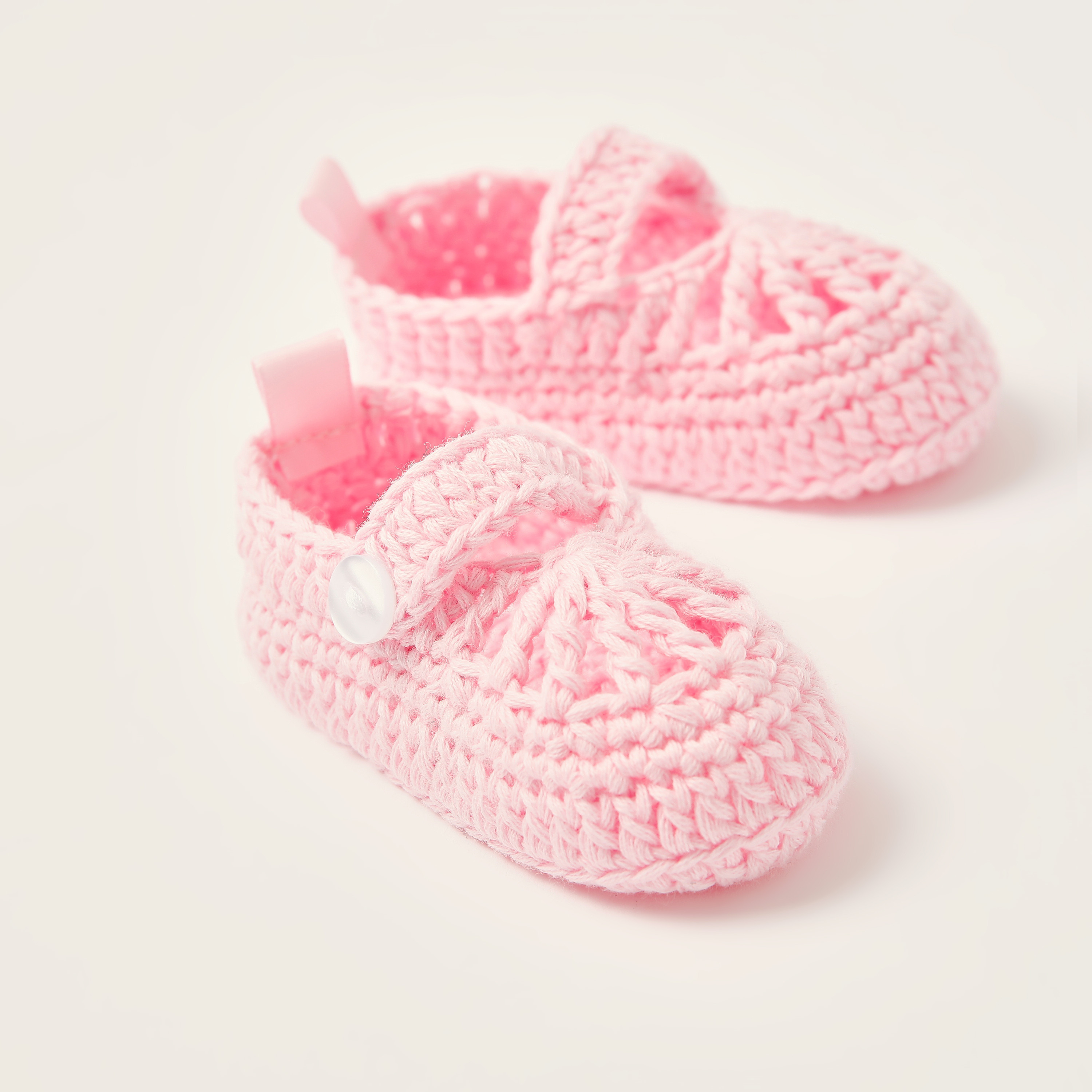 Juniors Textured Booties with Button Detail-baby-girls-shoes-booties-image-3