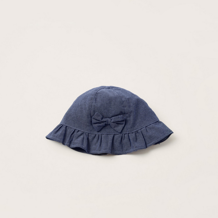 Juniors Solid Bucket Hat with Bow Applique