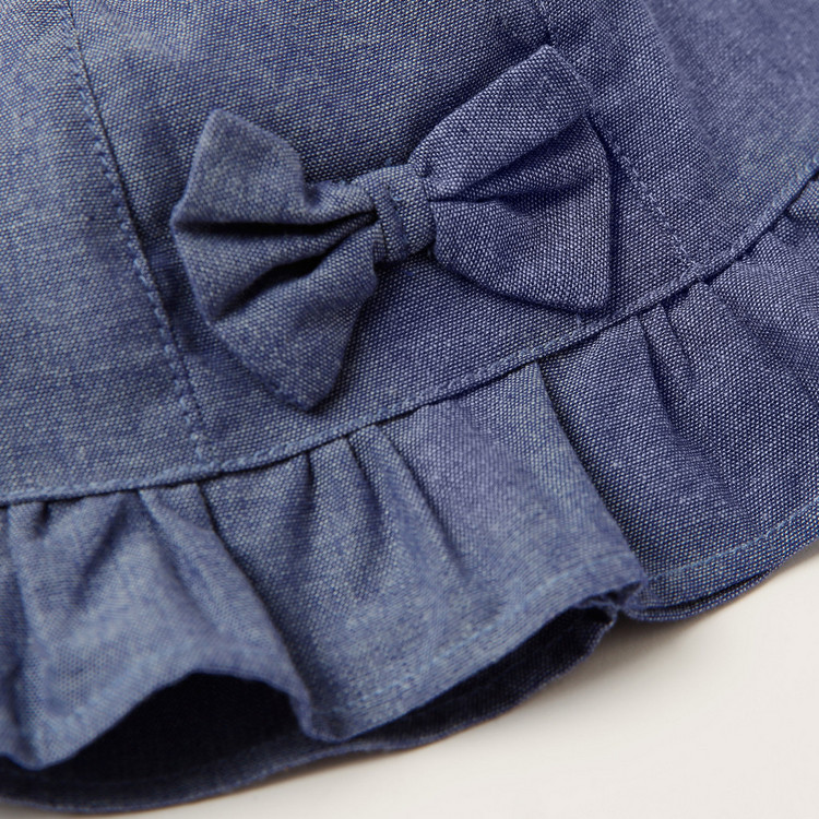 Juniors Solid Bucket Hat with Bow Applique