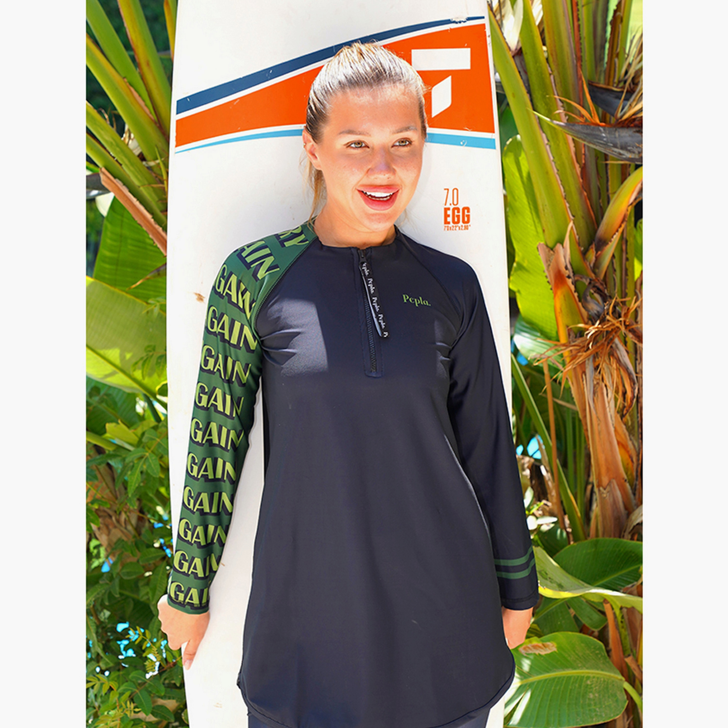 Pepla Women's Text-Print Long Swim Rashguard-women-clothing-swimandbeach-swimsuits-image-1