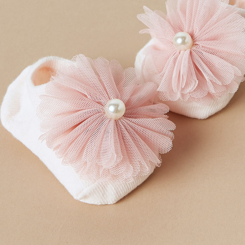Juniors Floral Bow Accent Booties and Headband Set-Hair Accessories-image-3