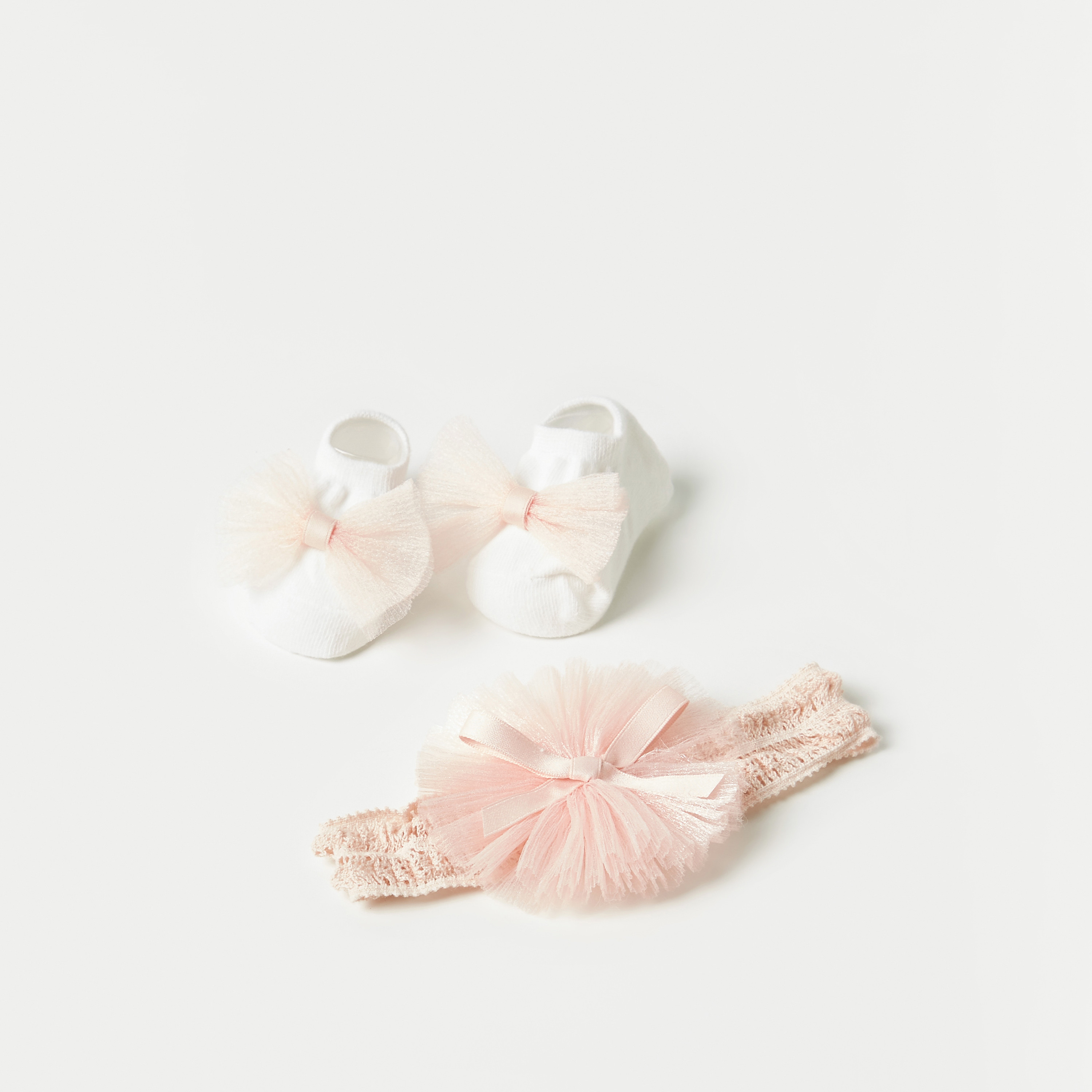 Juniors Bow Applique Booties and Elasticated Headband-baby-girls-accessories-hairaccessories-image-1