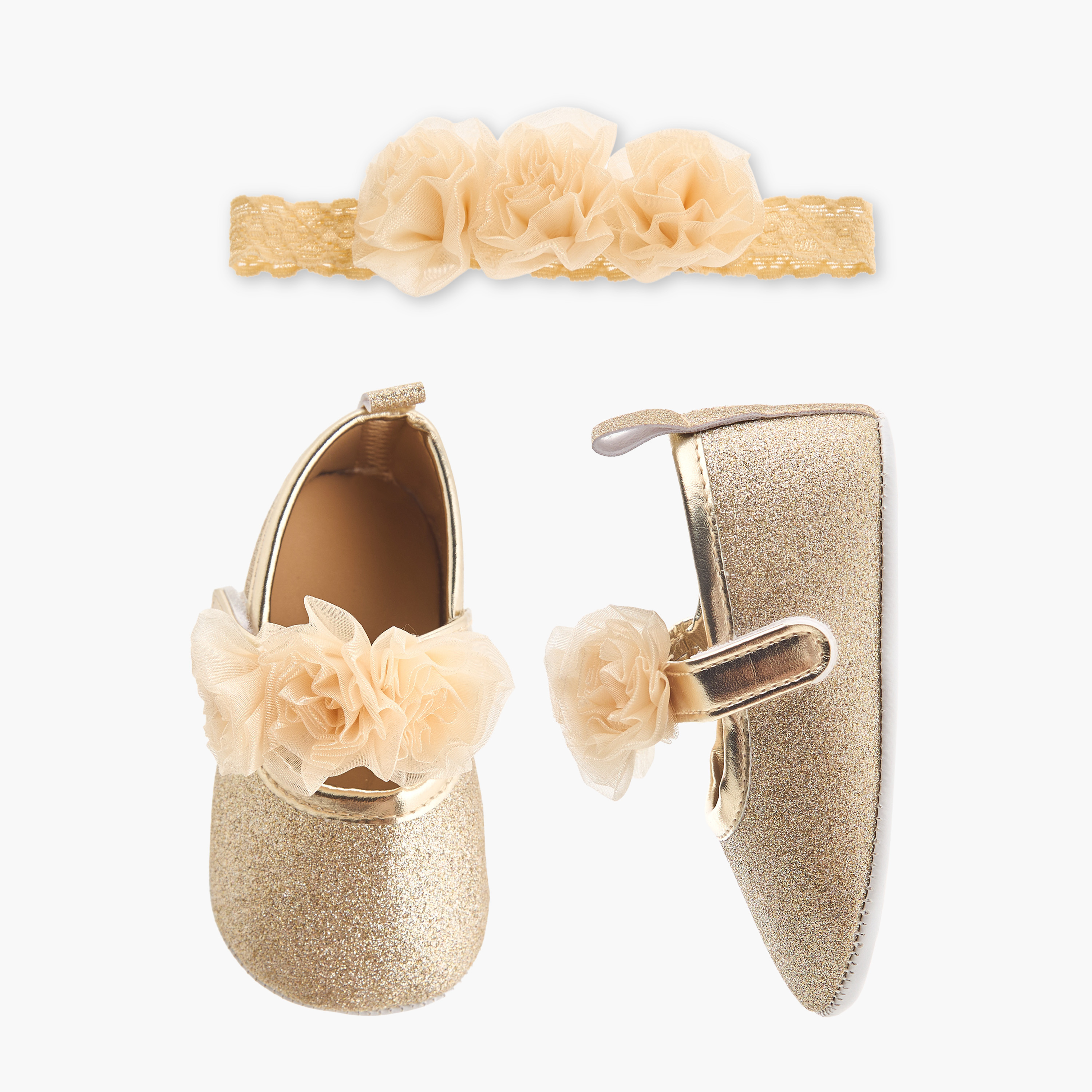 بوت وشريطة رأس بتزيينات زهرية من جونيورز-baby-girls-shoes-closedshoes-image-9