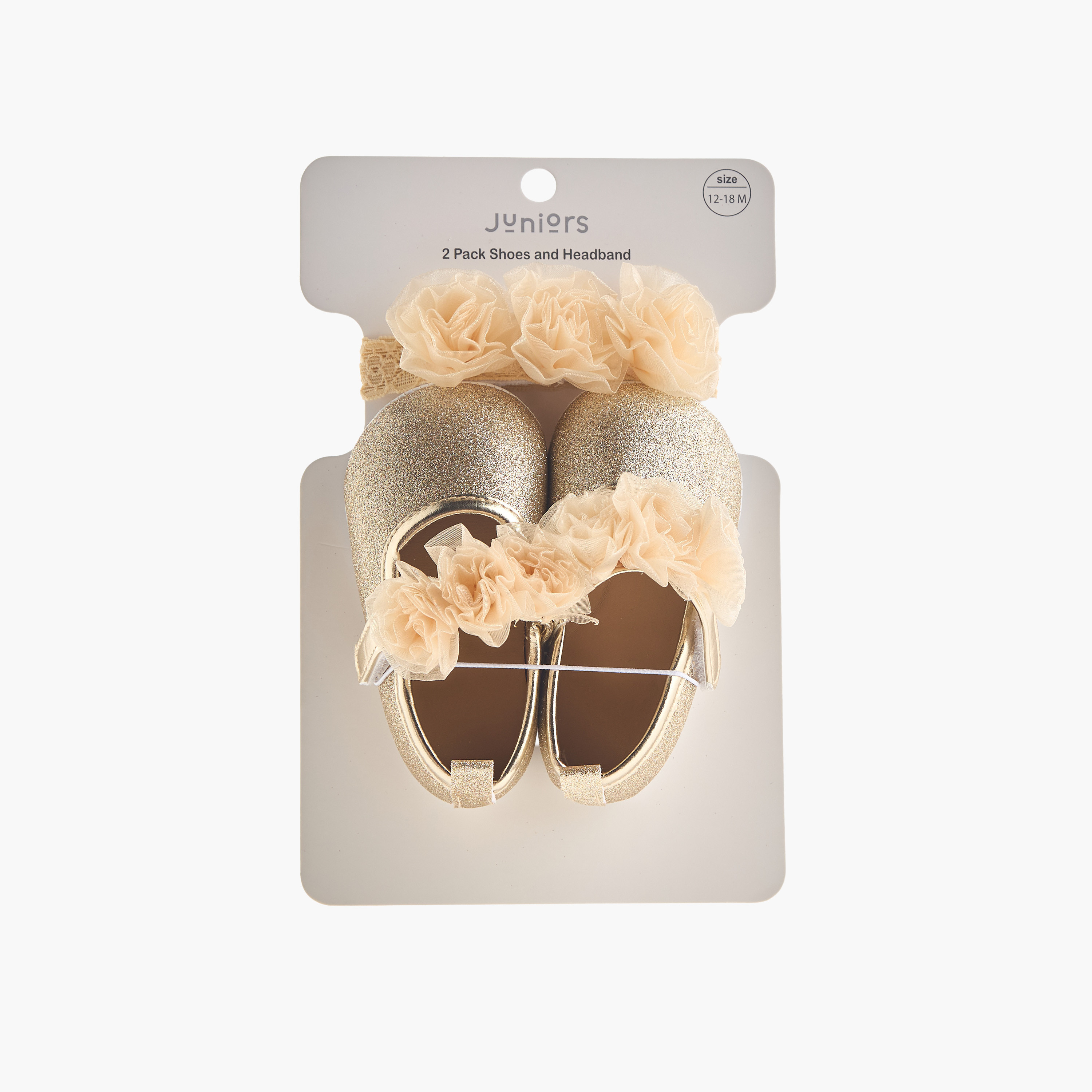 بوت وشريطة رأس بتزيينات زهرية من جونيورز-baby-girls-shoes-closedshoes-image-1
