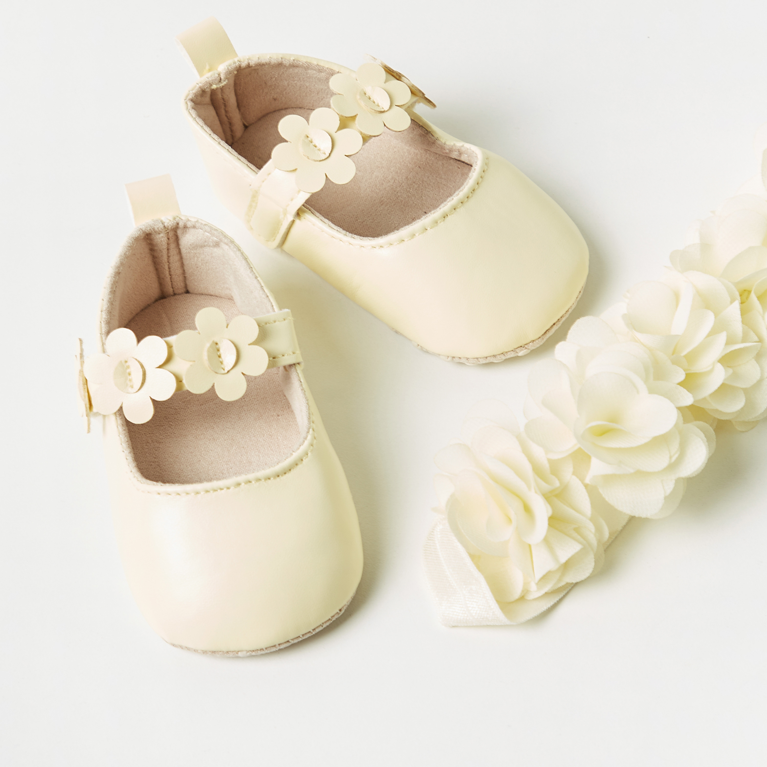 Juniors Floral Applique Booties and Elasticated Headband-baby-girls-shoes-closedshoes-image-4