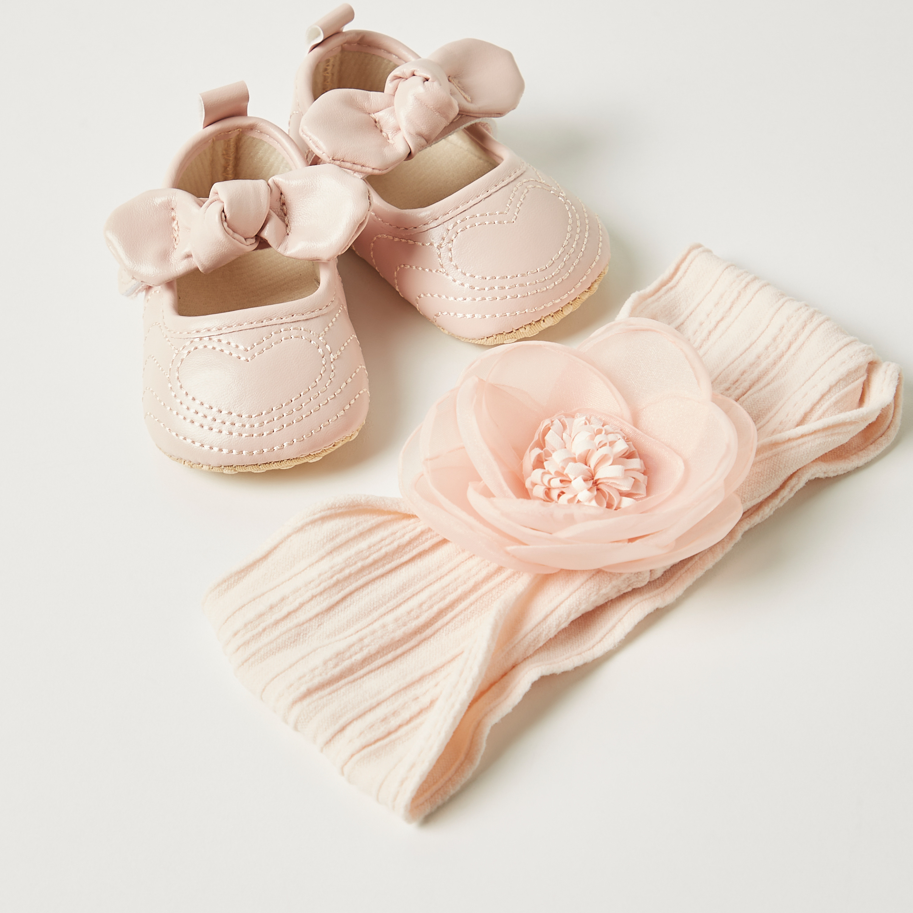 Juniors Floral Applique Booties and Elasticated Headband-baby-girls-shoes-closedshoes-image-4