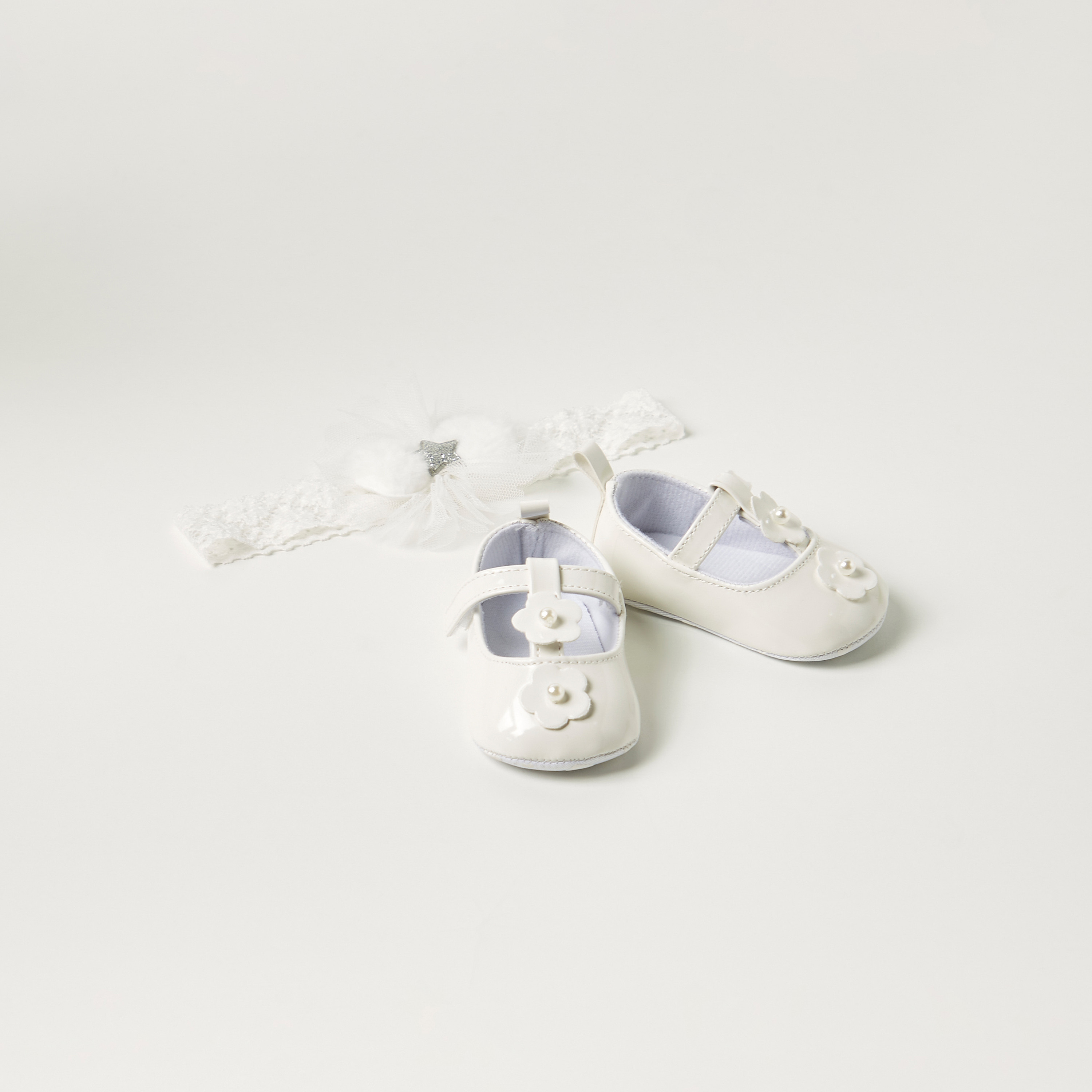 Juniors Floral Accent Booties and Headband Set-baby-girls-shoes-closedshoes-image-1
