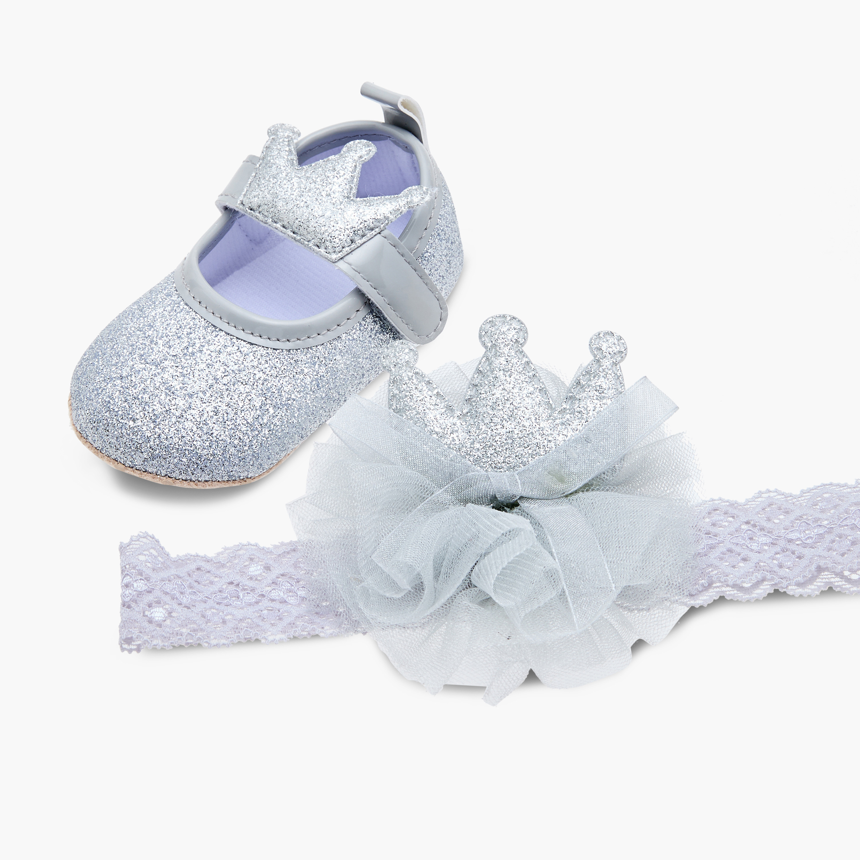 Juniors Crown Detail Booties and Headband Set-baby-girls-shoes-booties-image-6