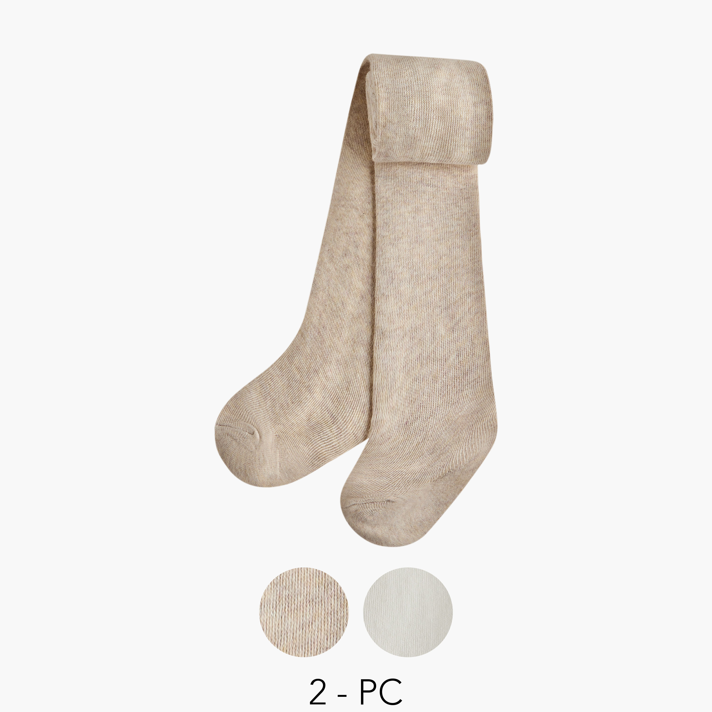 Juniors Solid Tights with Elasticated Waistband - Set of 2-baby-girls-accessories-socks-image-1