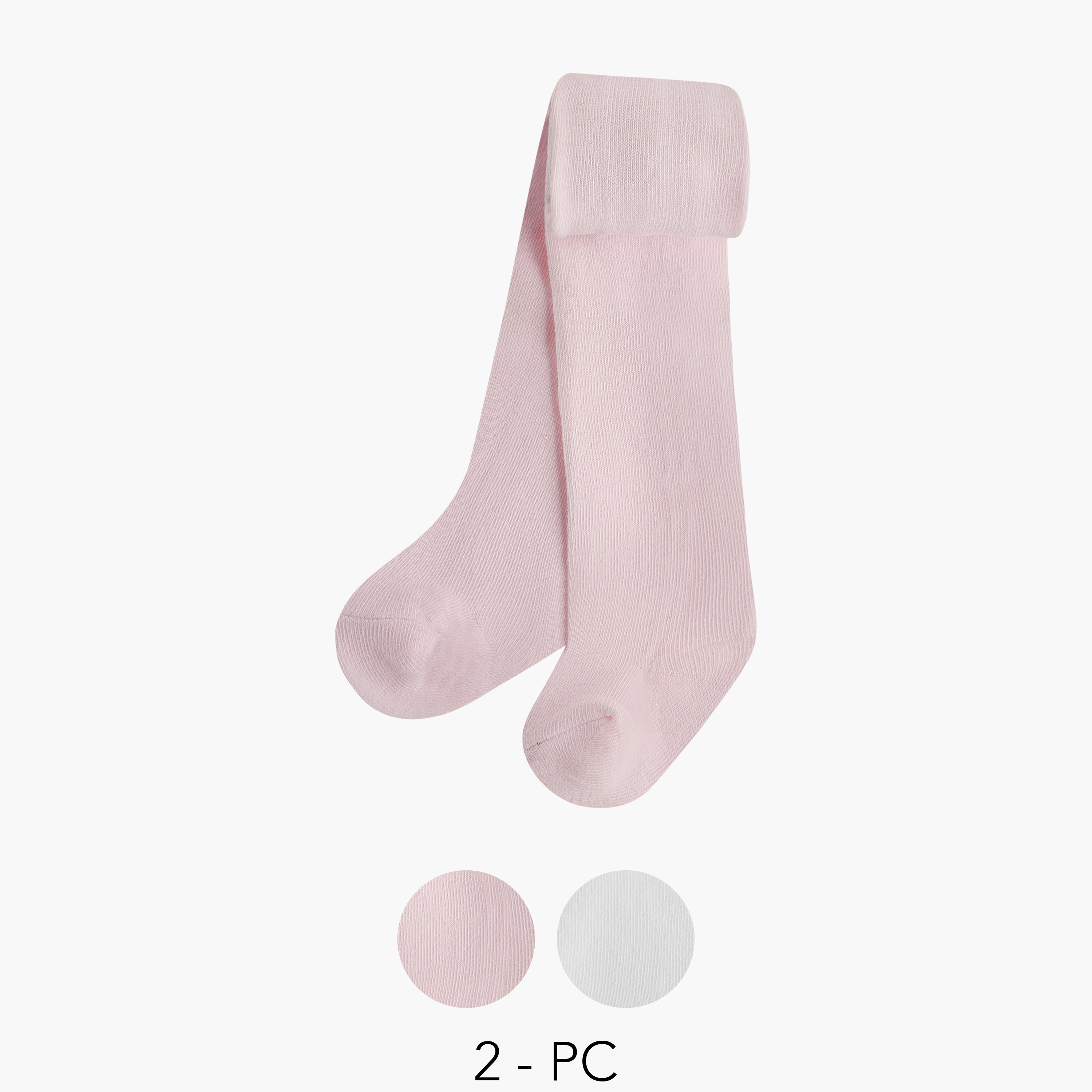 Juniors Solid Tights with Elasticated Waistband - Set of 2-baby-girls-accessories-socks-image-1