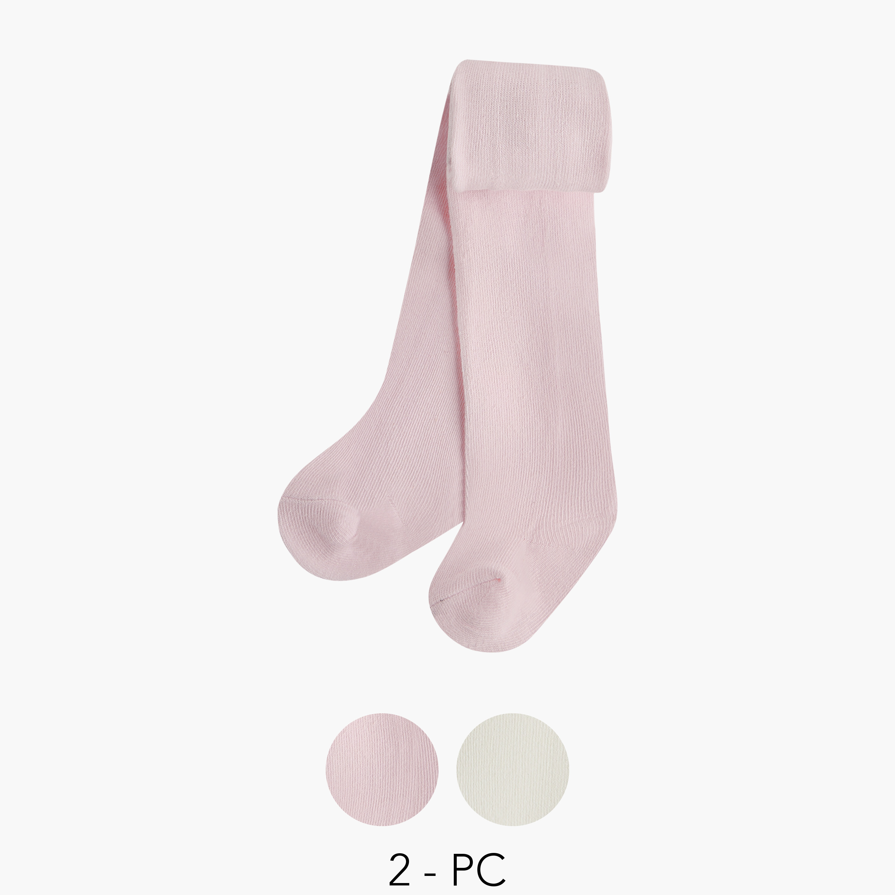 Juniors Solid Tights with Elasticated Waistband - Set of 2-baby-girls-accessories-socks-image-1