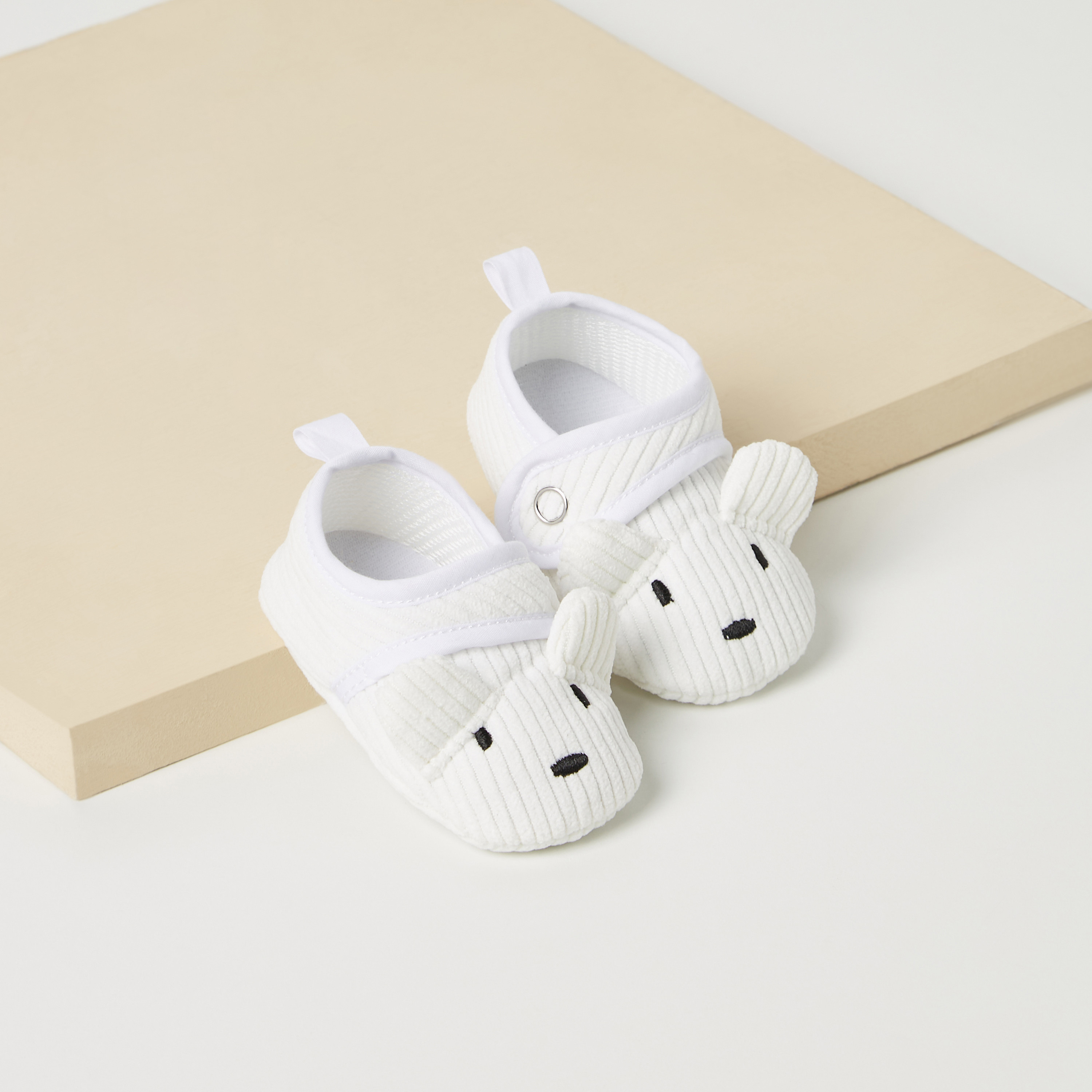 Juniors Bunny Applique Booties with Hook and Loop Closure-baby-girls-shoes-booties-image-2