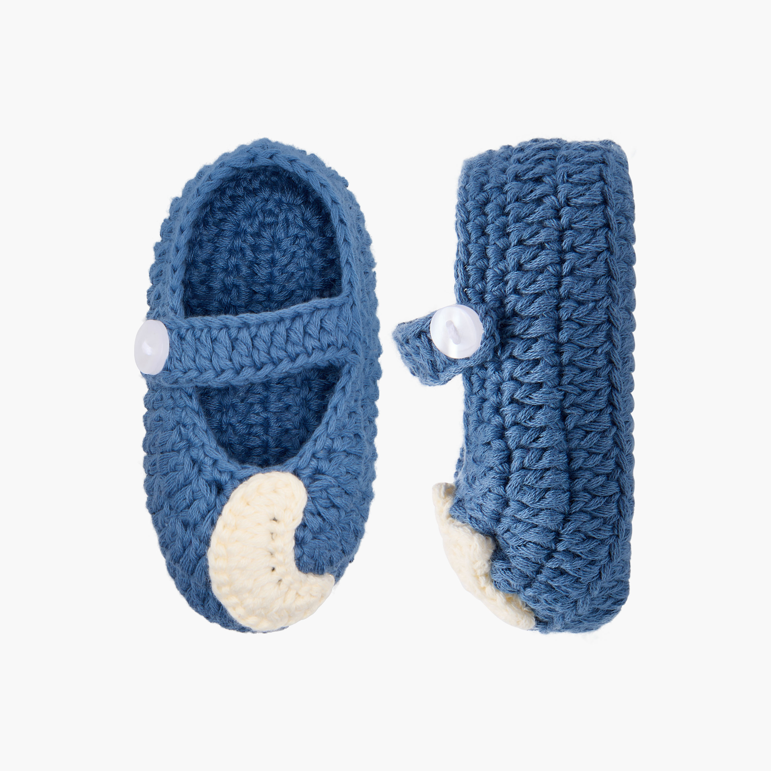 Juniors Crochet Textured Booties with Button Closure-baby-girls-shoes-booties-image-1