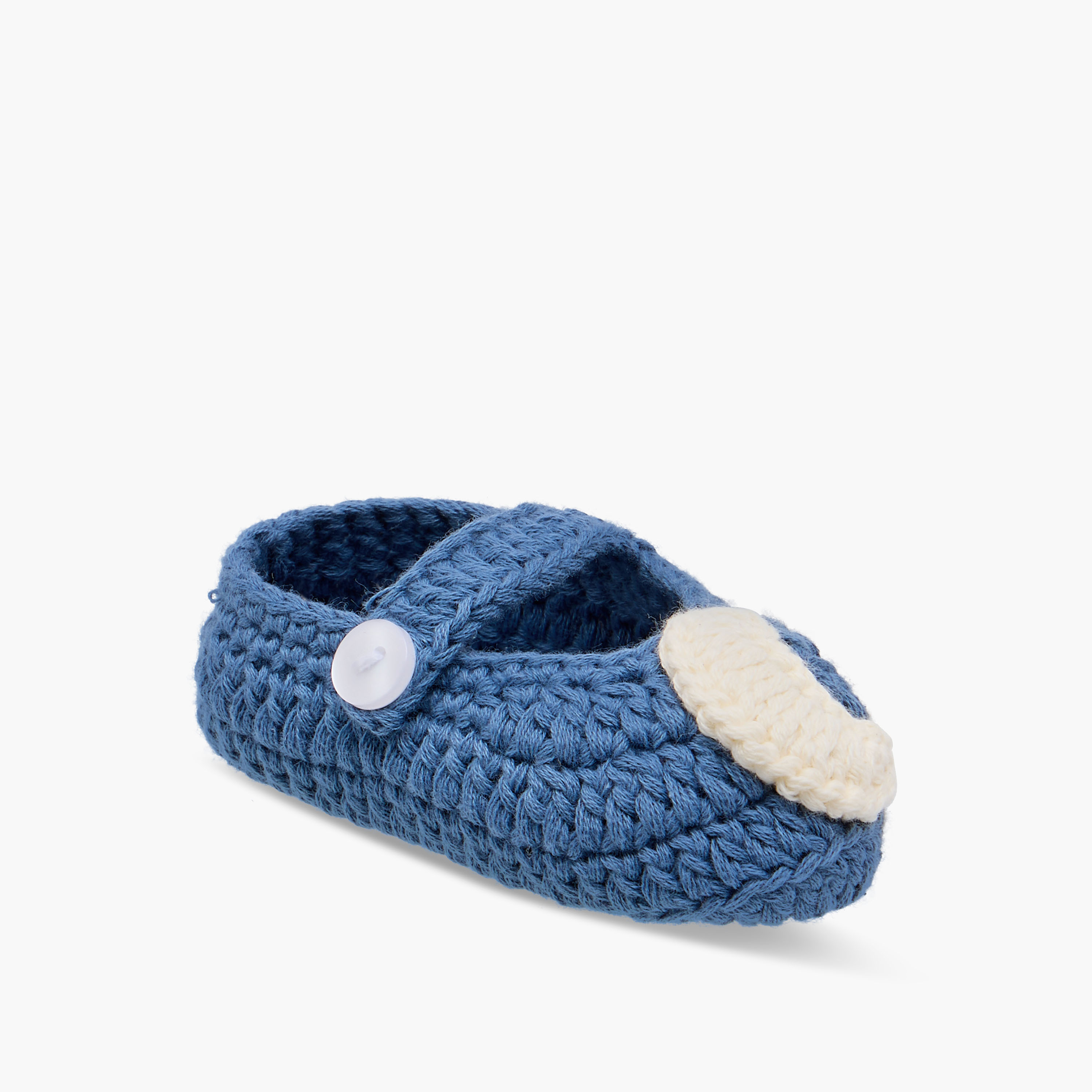 Juniors Crochet Textured Booties with Button Closure-baby-girls-shoes-booties-image-2
