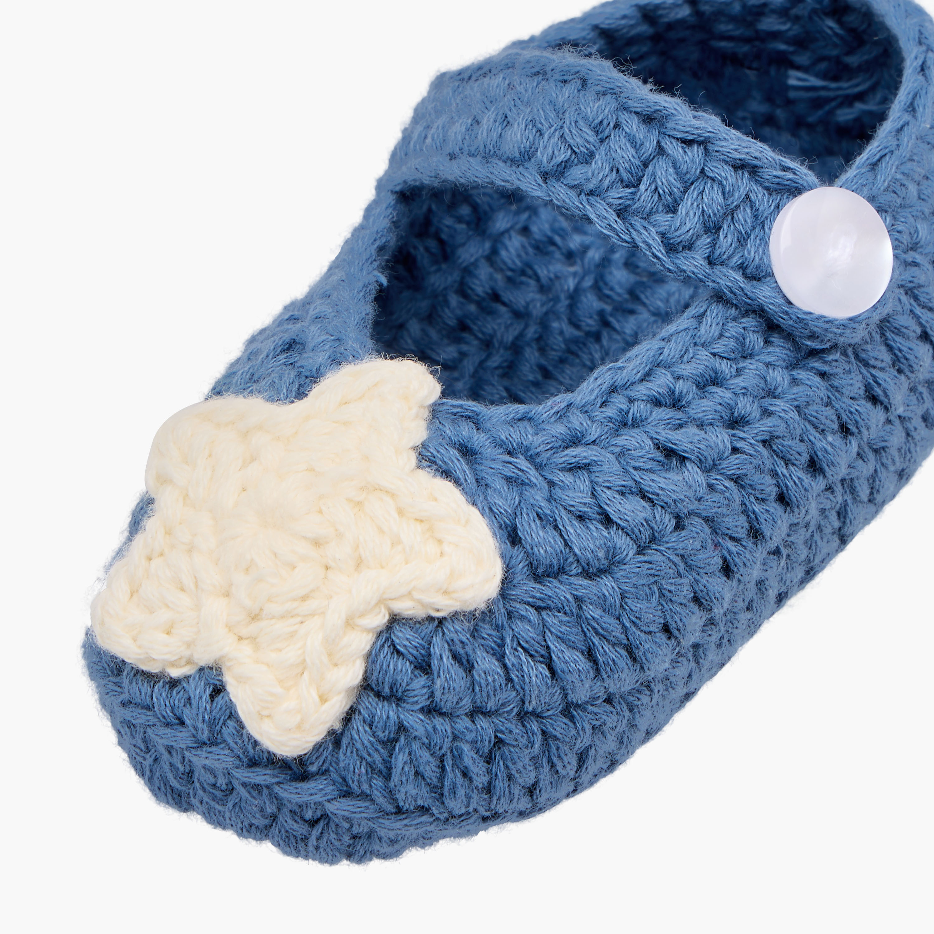 Juniors Crochet Textured Booties with Button Closure-baby-girls-shoes-booties-image-4