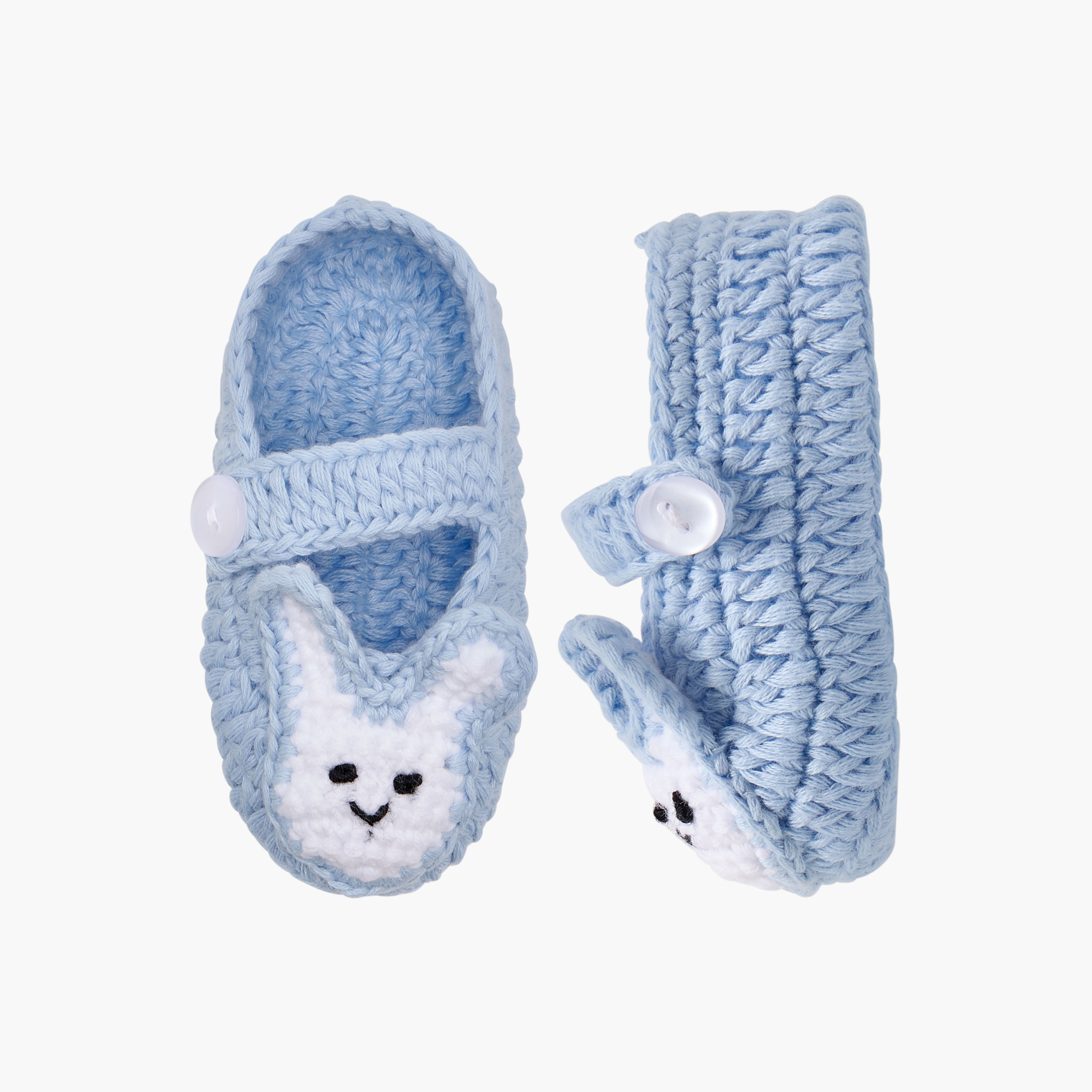 Juniors Crochet Textured Booties with Button Closure-baby-girls-shoes-booties-image-1