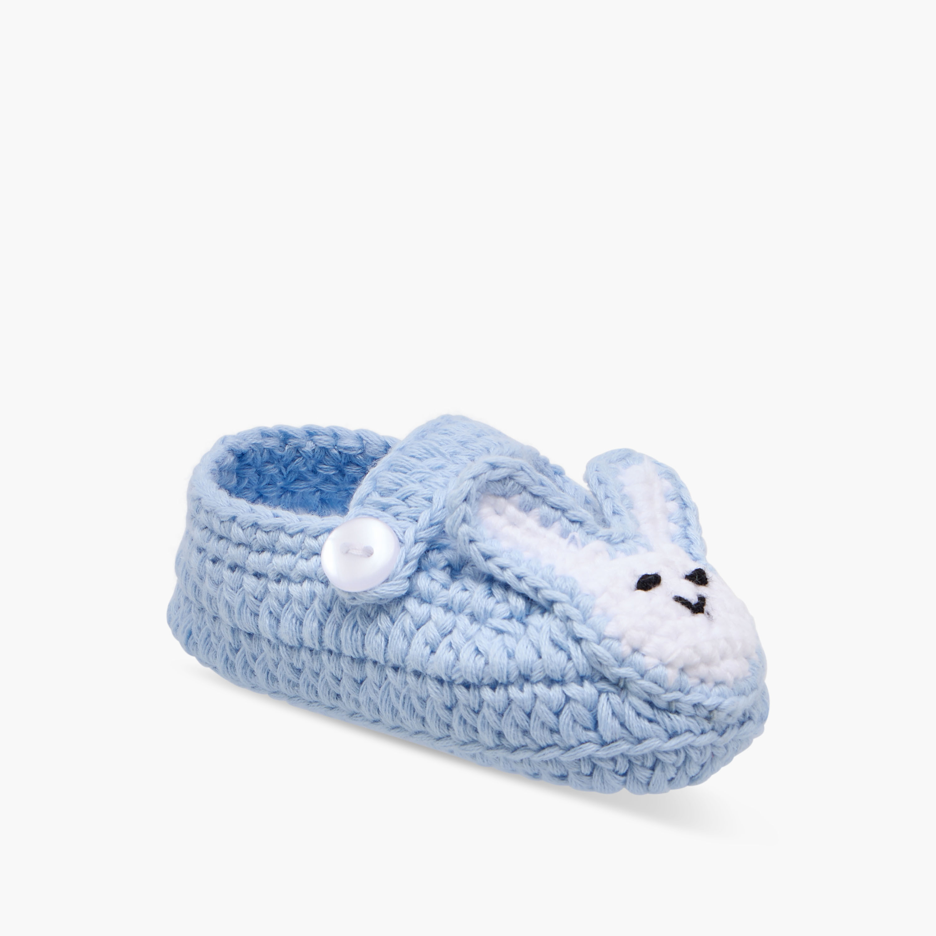Juniors Crochet Textured Booties with Button Closure-baby-girls-shoes-booties-image-2