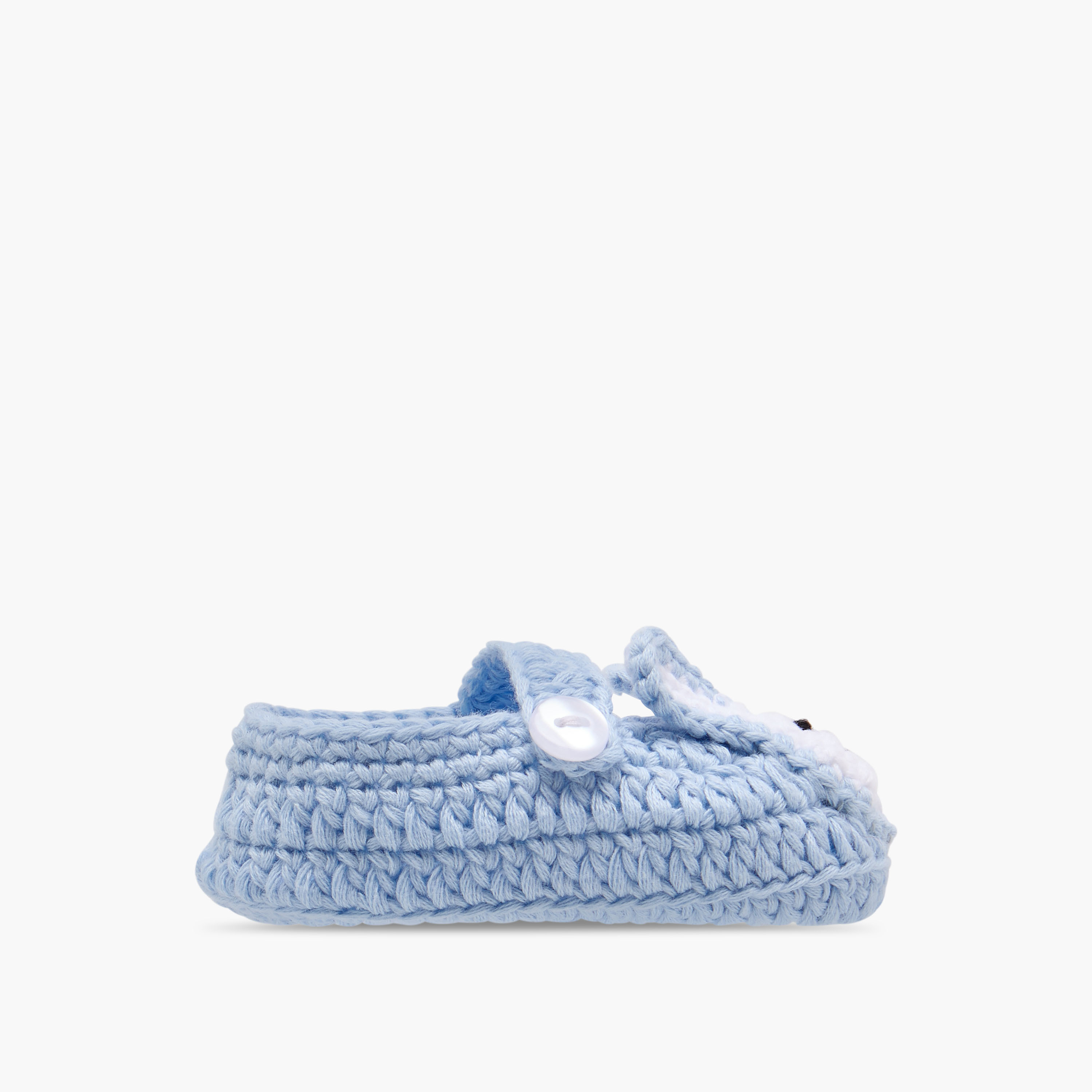 Juniors Crochet Textured Booties with Button Closure-baby-girls-shoes-booties-image-3