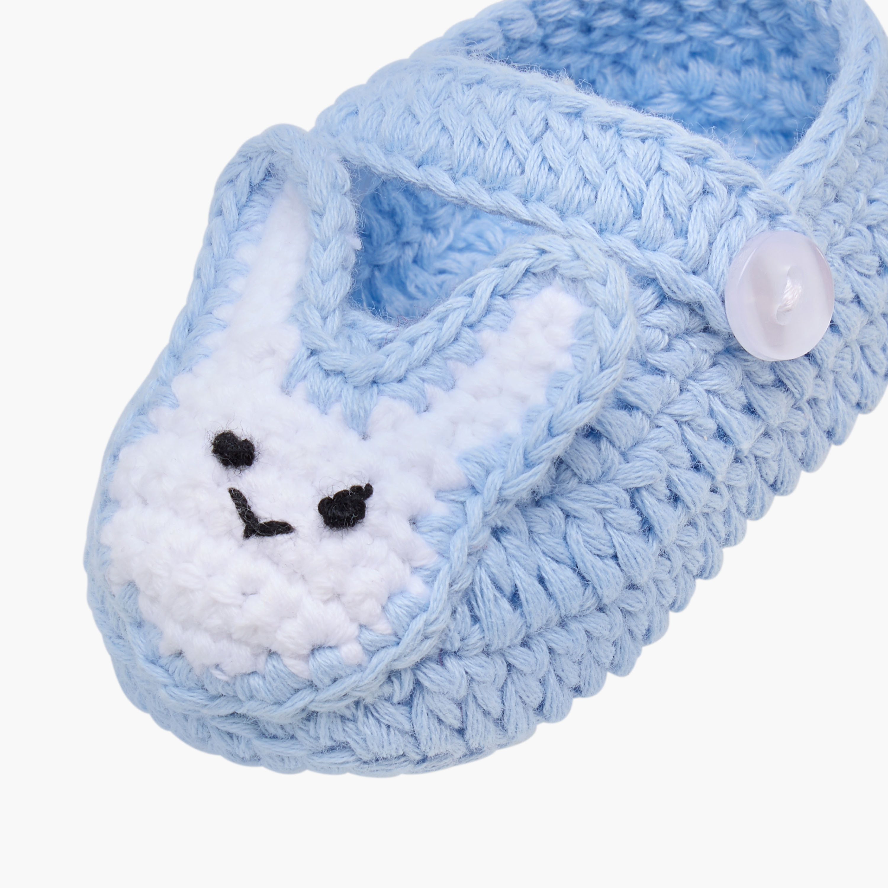 Juniors Crochet Textured Booties with Button Closure-baby-girls-shoes-booties-image-4