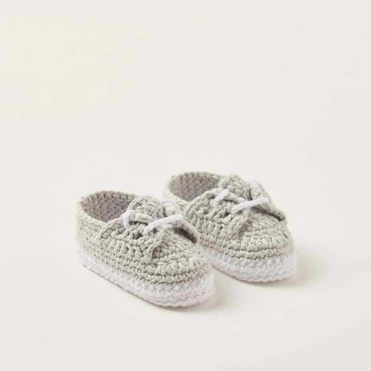 Giggles Textured Booties with Lace-Up Closure