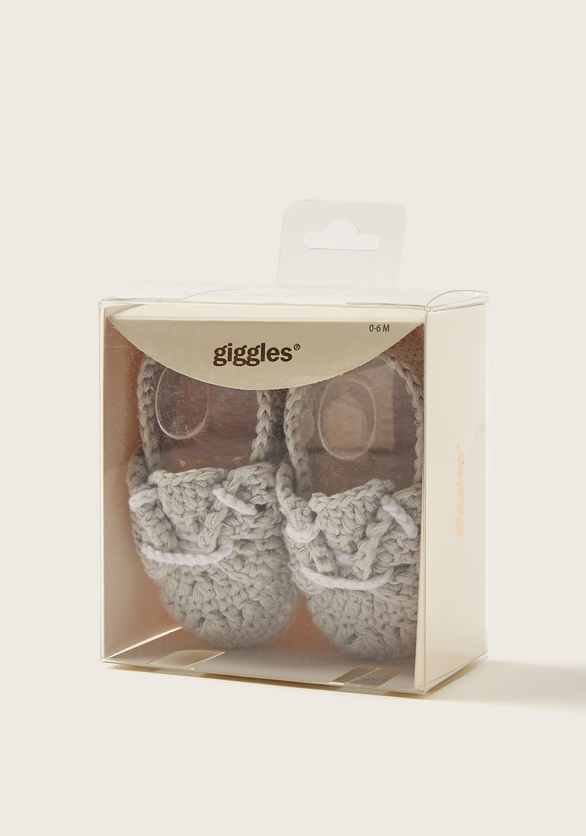 Giggles Textured Booties with Lace-Up Closure-Booties-image-5