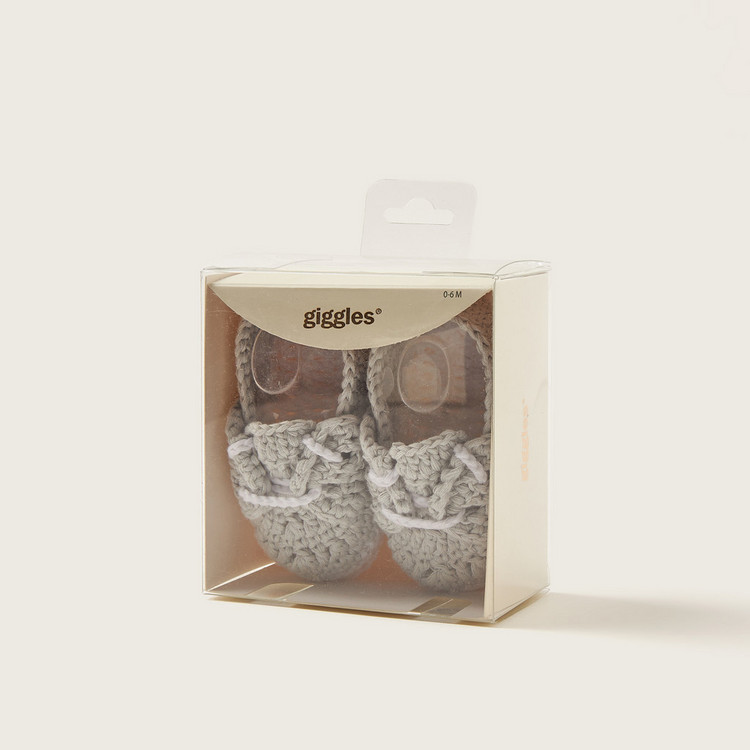 Giggles Textured Booties with Lace-Up Closure