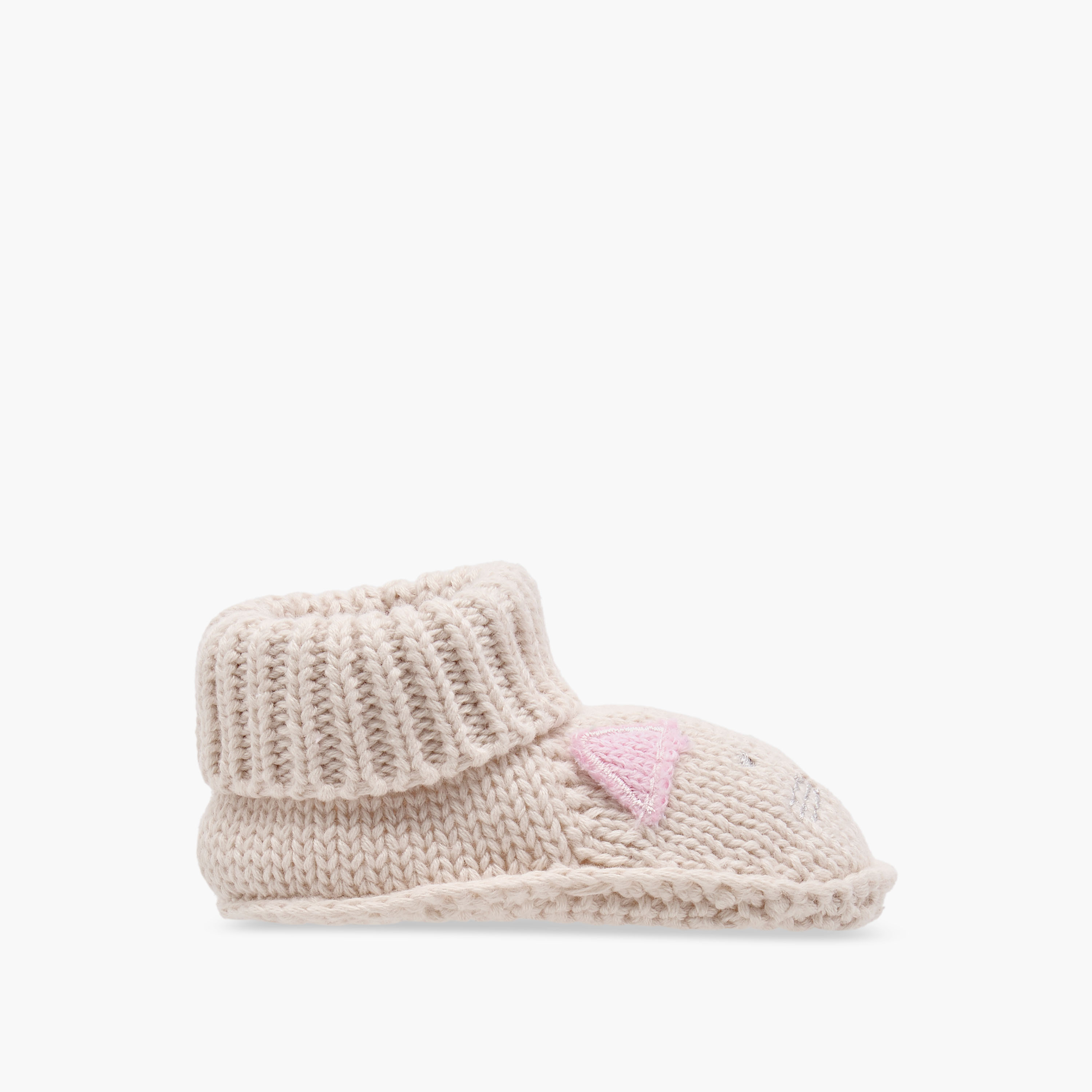 Juniors Knitted Cat Face Slip-On Booties-baby-girls-shoes-booties-image-3