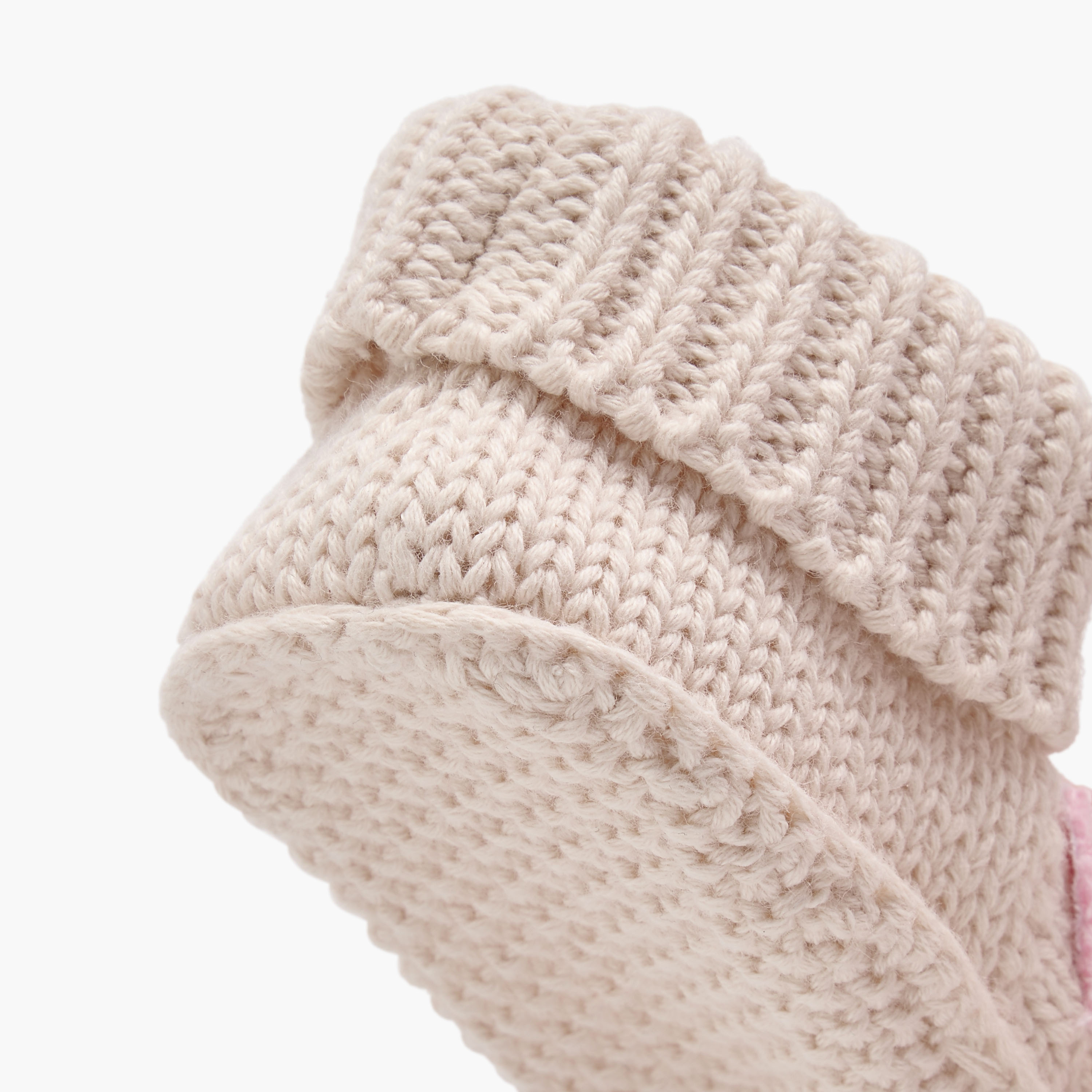 Juniors Knitted Cat Face Slip-On Booties-baby-girls-shoes-booties-image-5