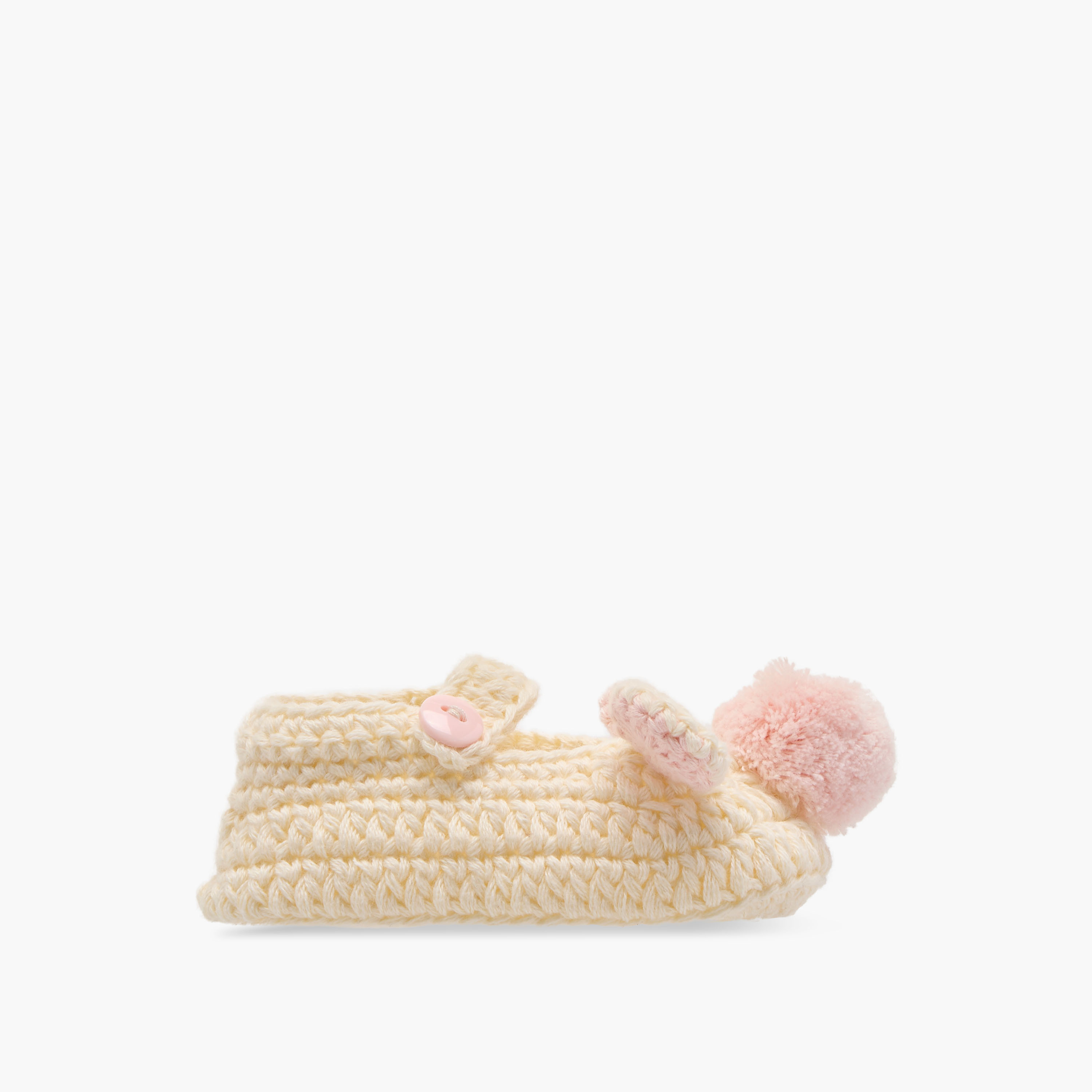 Juniors Crochet Textured Booties with Pom-Pom Detail-baby-girls-shoes-booties-image-3