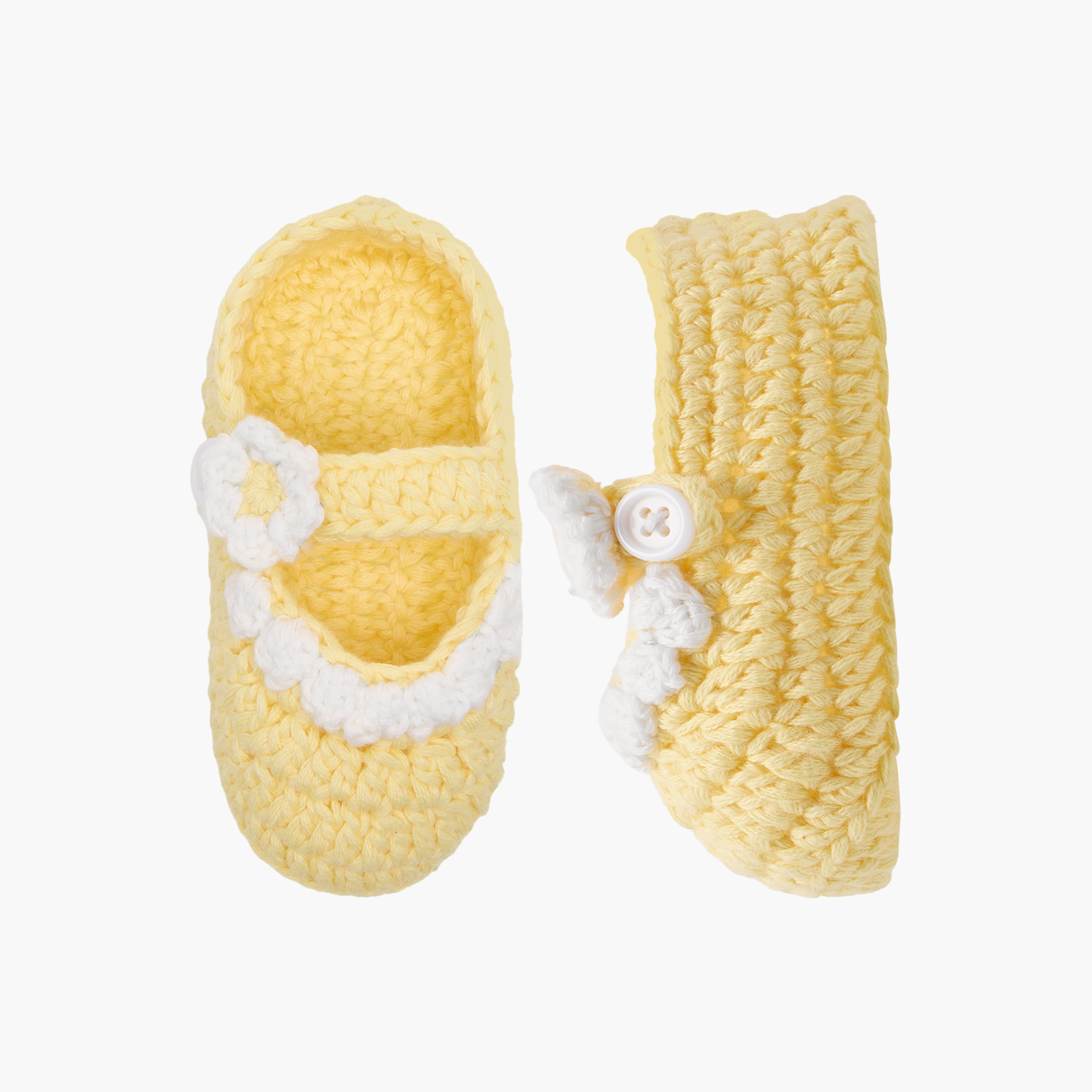 Juniors Crochet Textured Booties with Button Closure-baby-girls-shoes-booties-image-1
