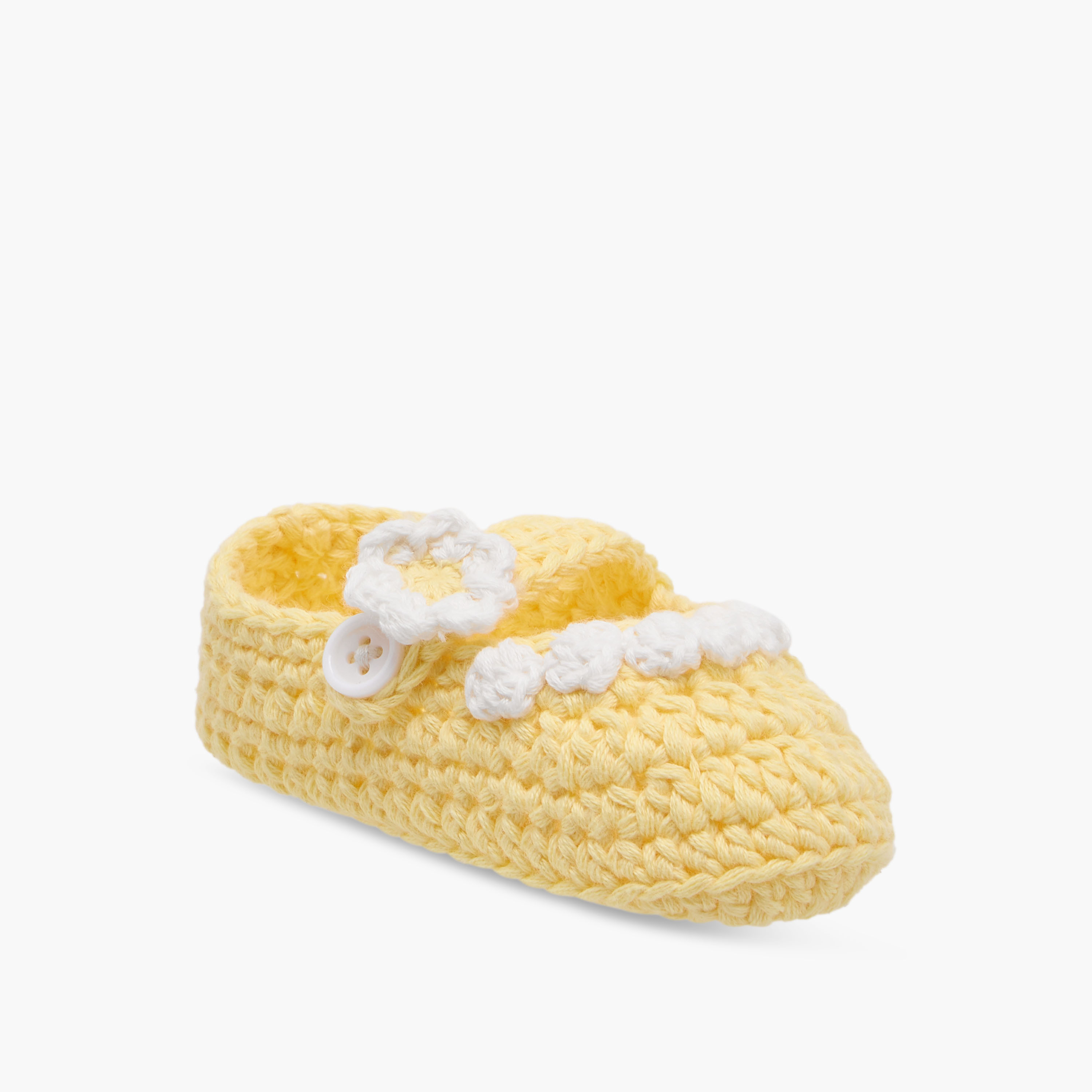 Juniors Crochet Textured Booties with Button Closure-baby-girls-shoes-booties-image-2