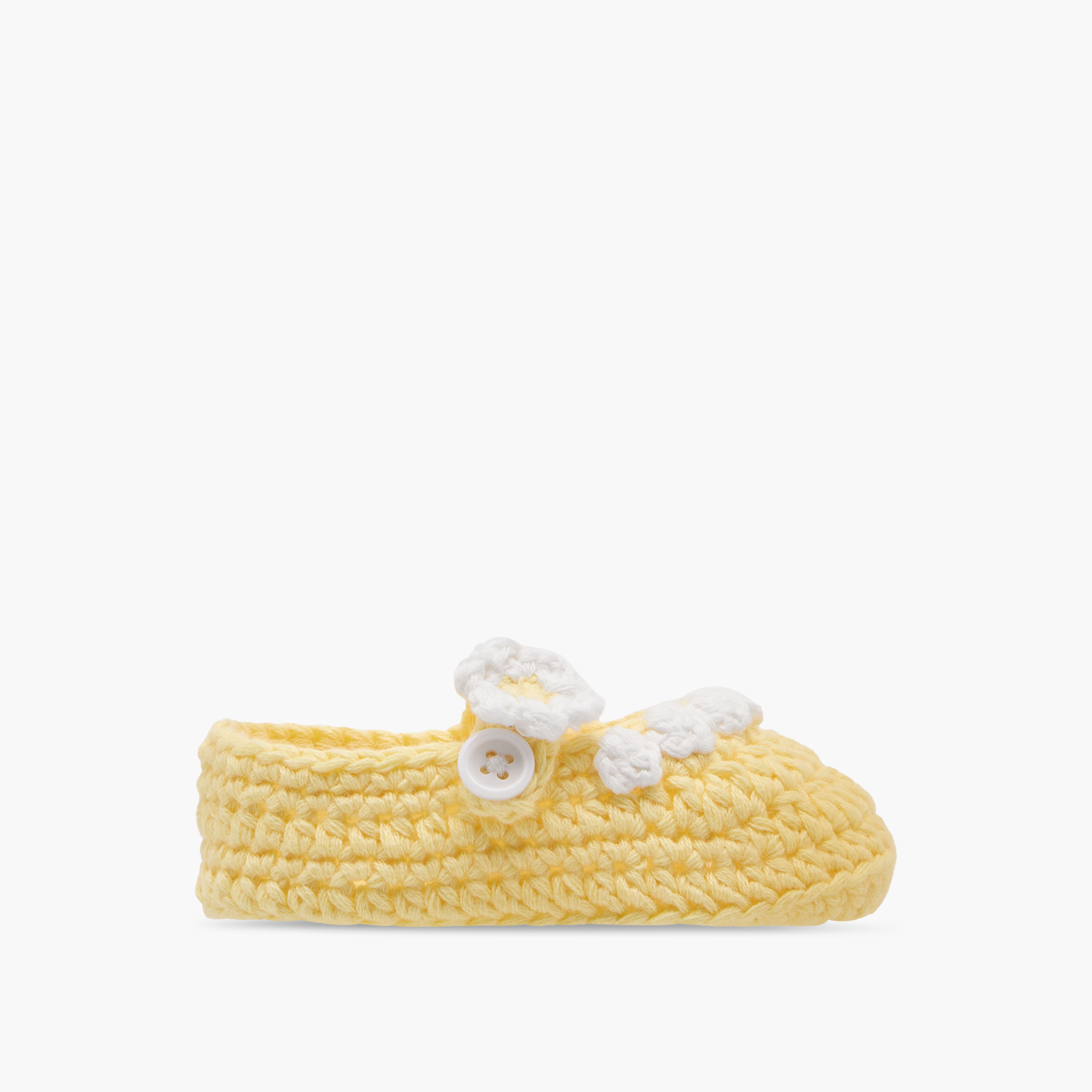 Juniors Crochet Textured Booties with Button Closure-baby-girls-shoes-booties-image-3