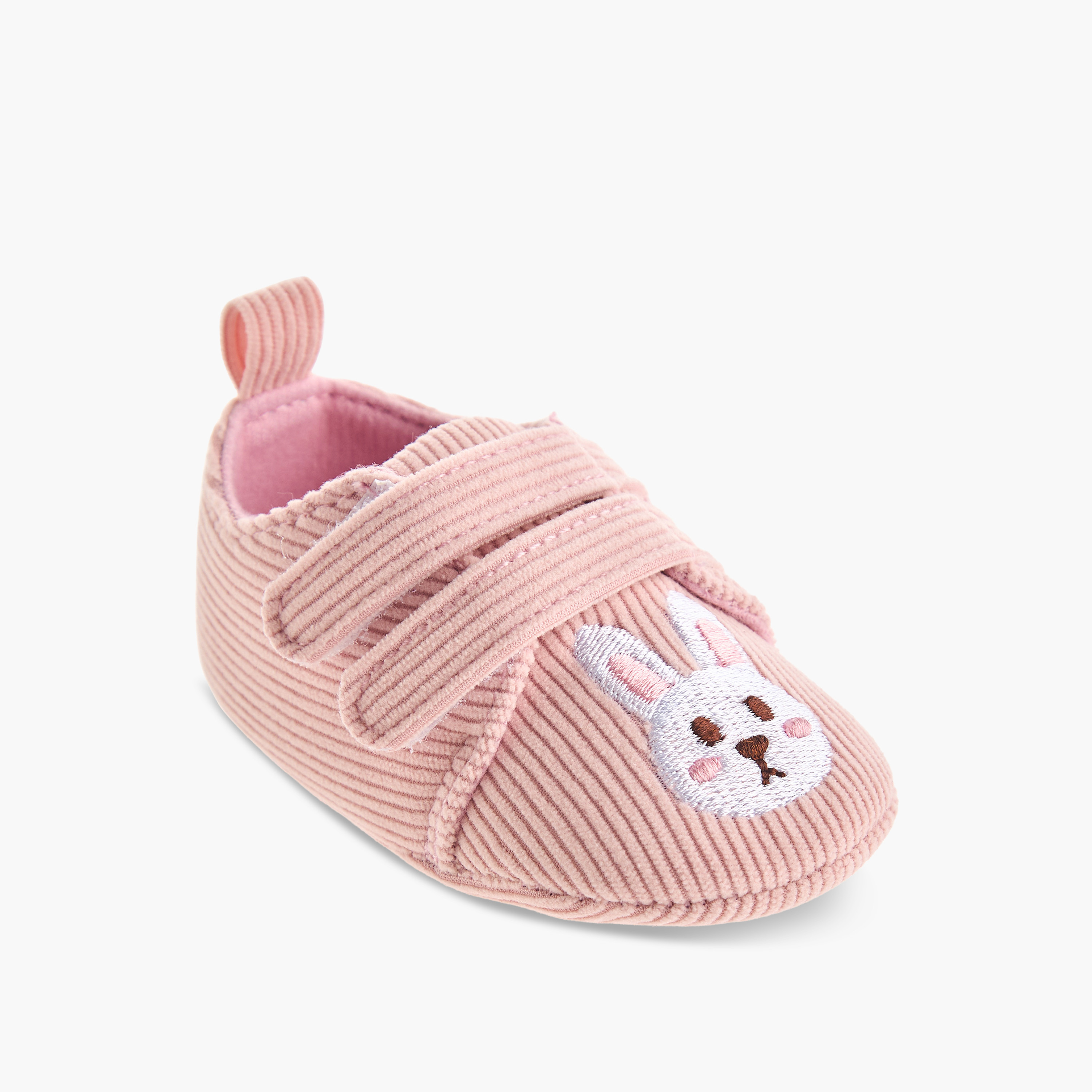 Juniors Booties with Hook and Loop Closure, Bunny Embroidery-baby-girls-shoes-booties-image-2