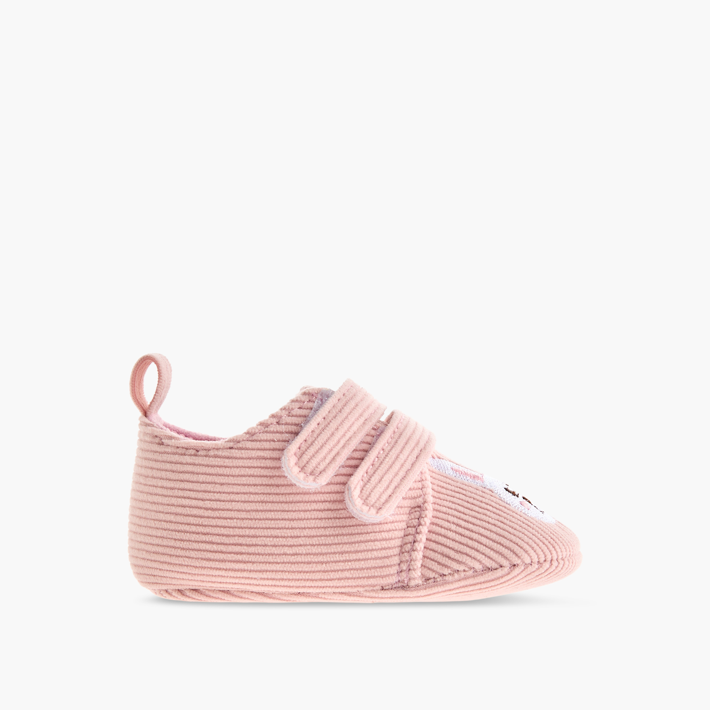 Juniors Booties with Hook and Loop Closure, Bunny Embroidery-baby-girls-shoes-booties-image-3