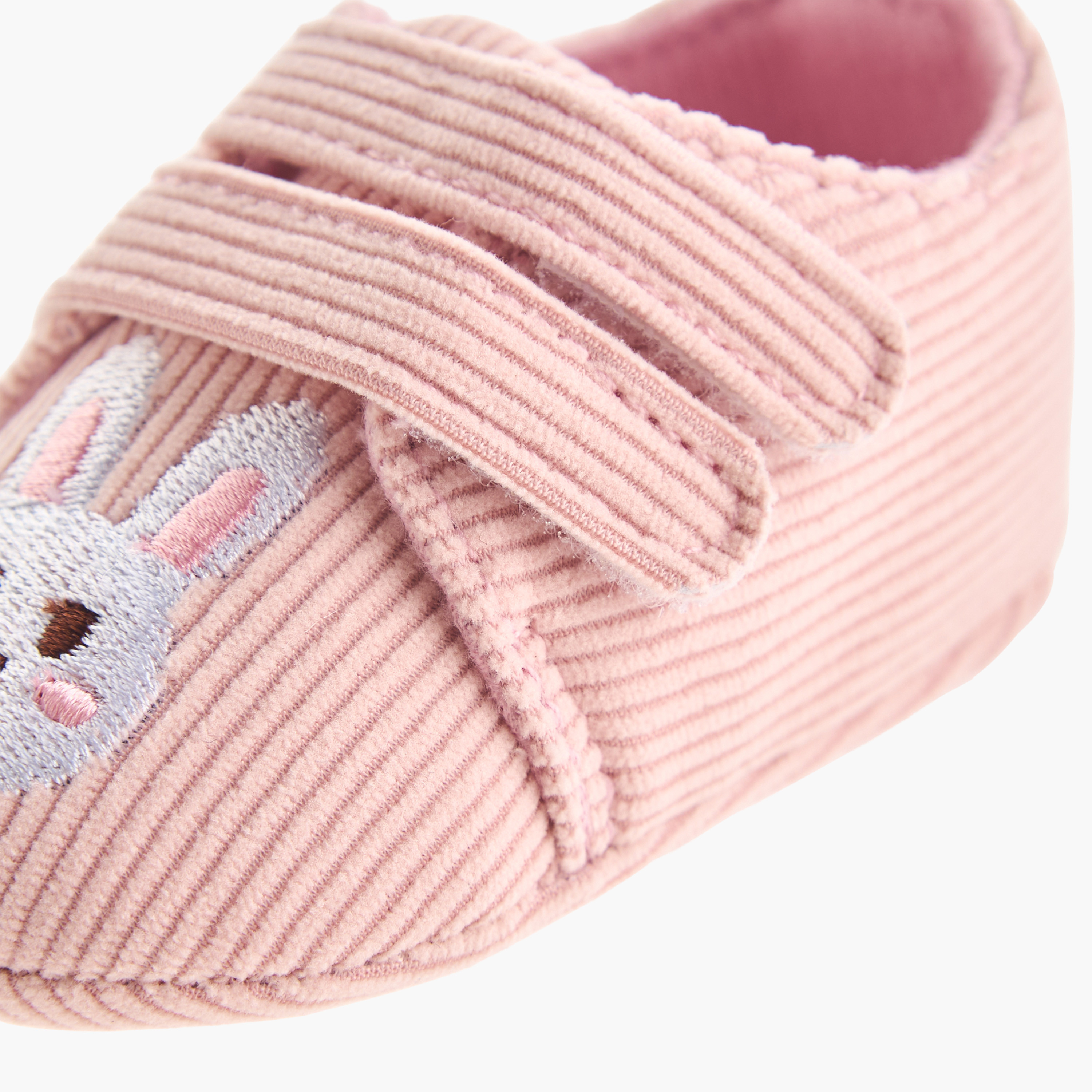 Juniors Booties with Hook and Loop Closure, Bunny Embroidery-baby-girls-shoes-booties-image-4