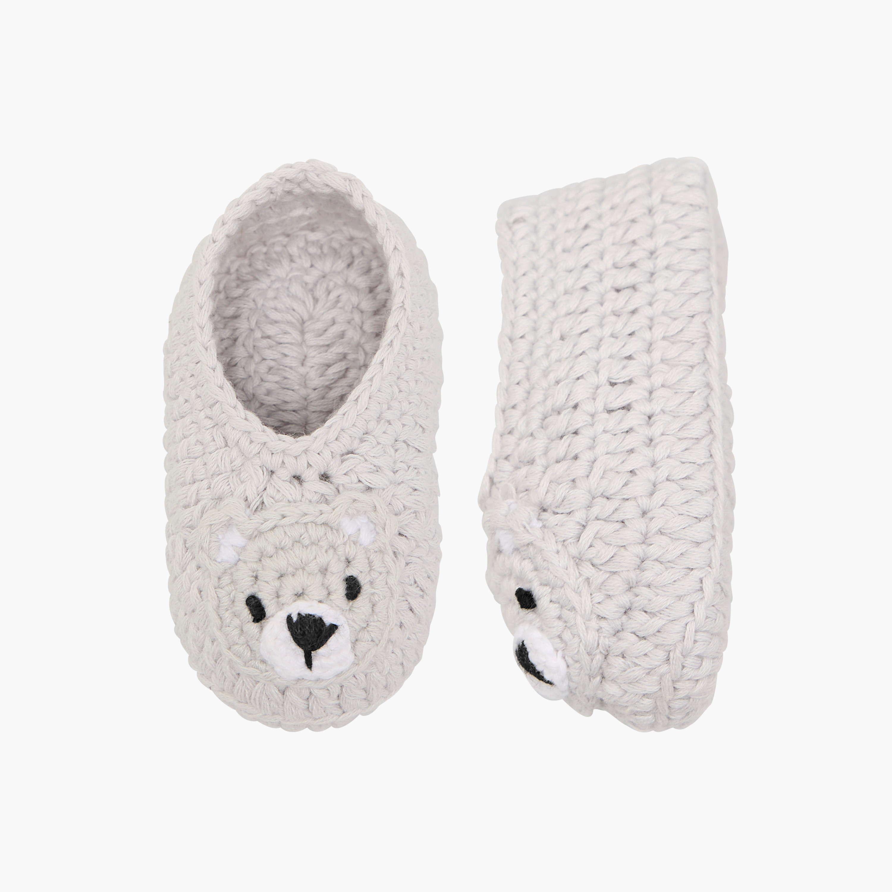 Giggles Bear Crochet Textured Booties-baby-girls-shoes-booties-image-1