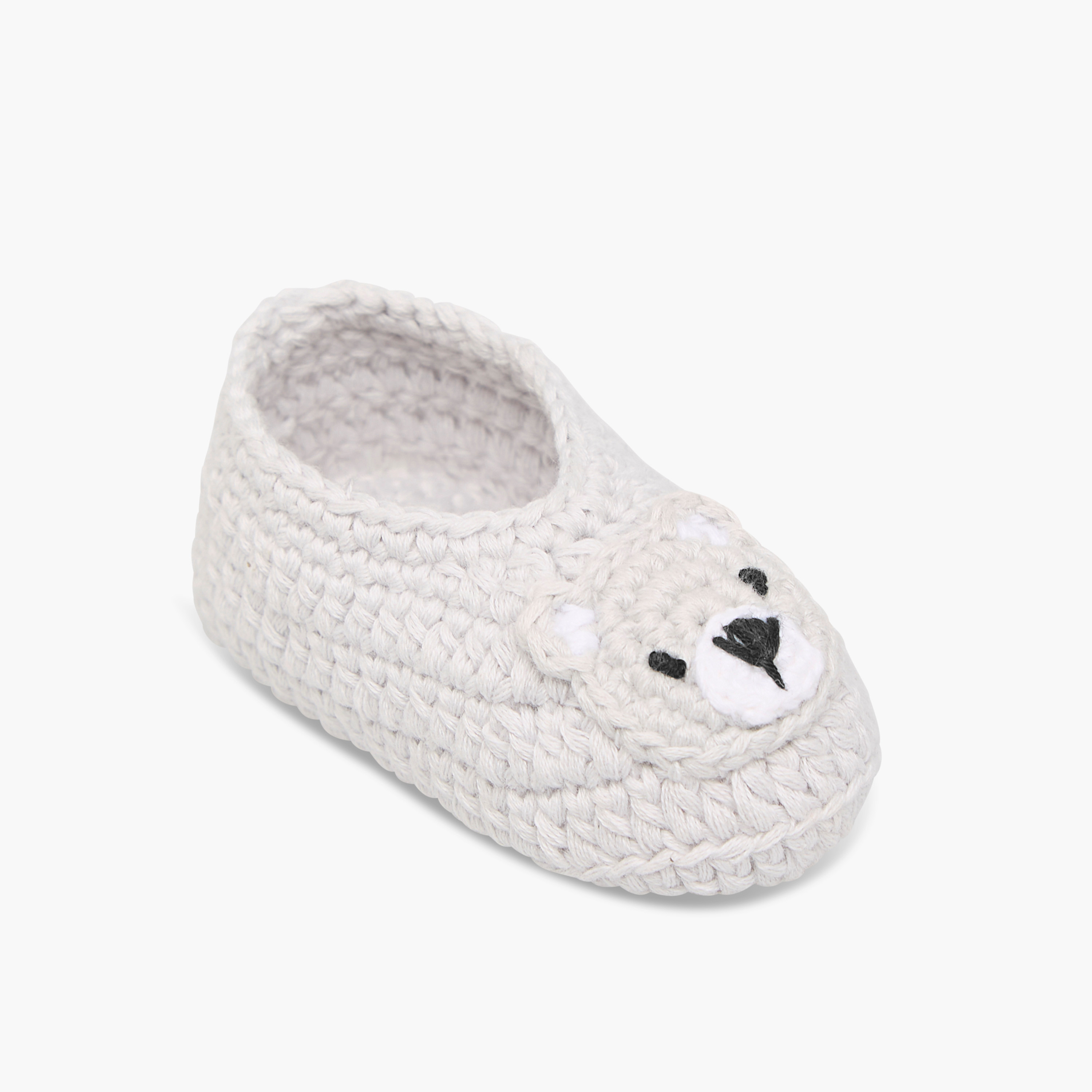 Giggles Bear Crochet Textured Booties-baby-girls-shoes-booties-image-2