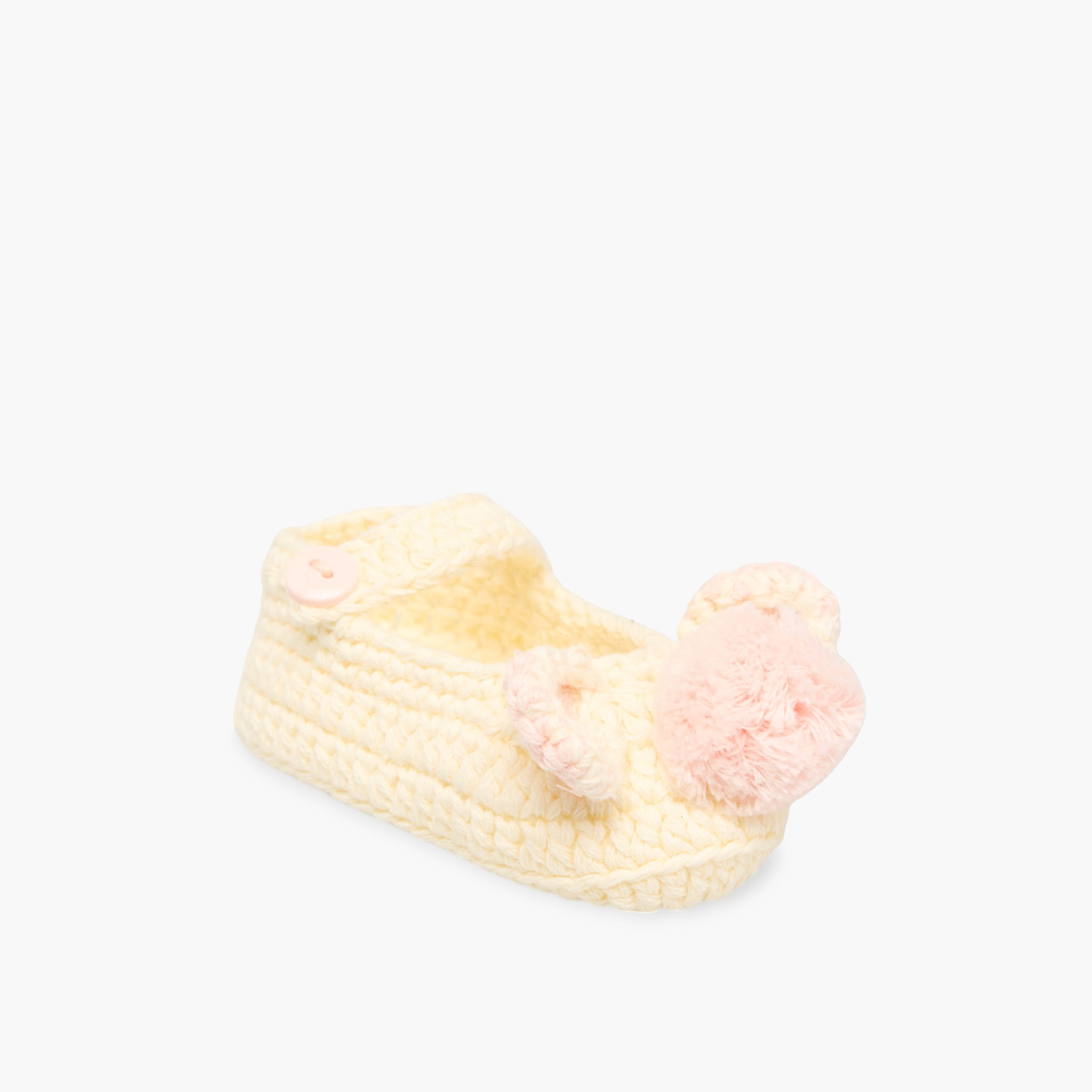 Giggles Crochet Booties with Button Closure-baby-girls-shoes-booties-image-2