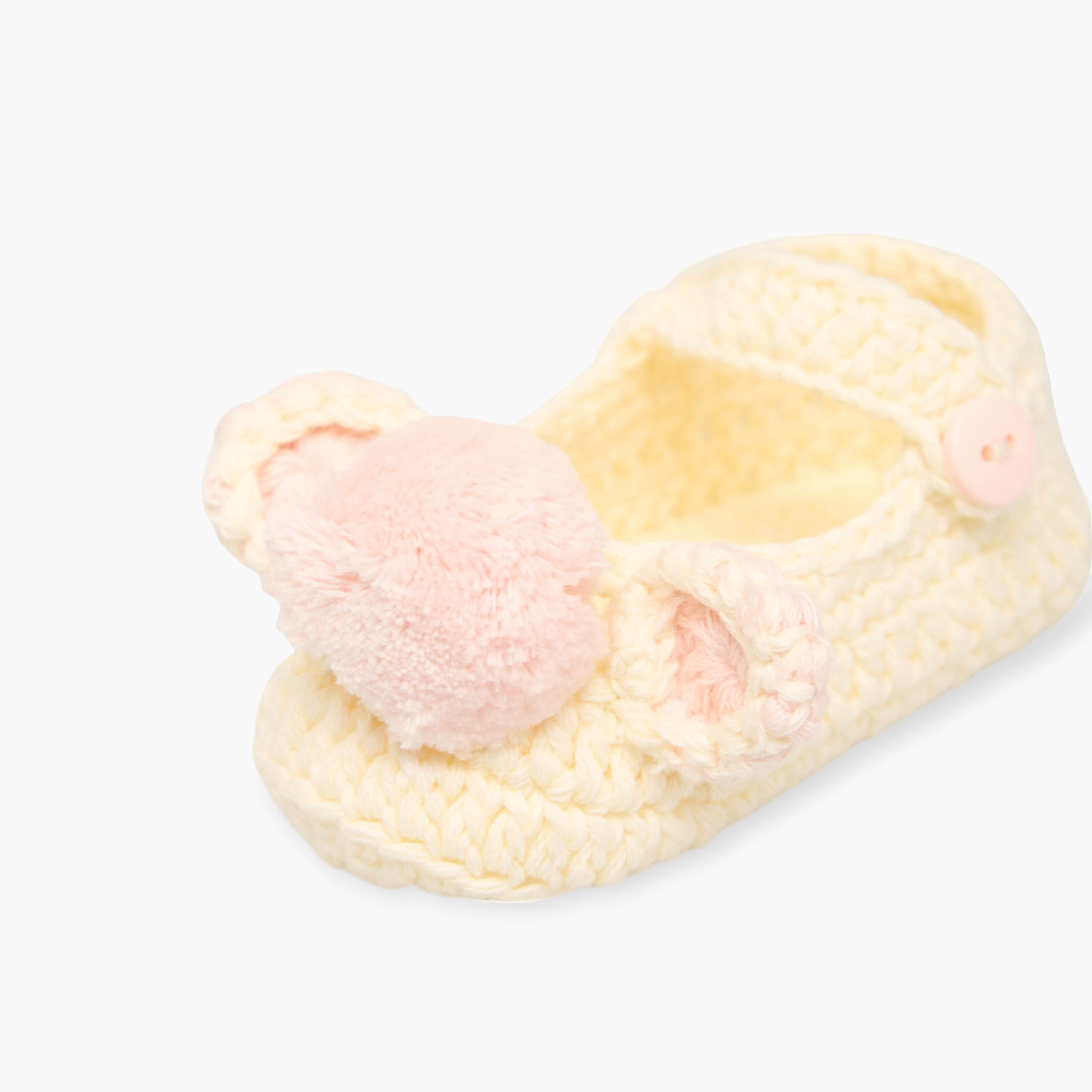 Giggles Crochet Booties with Button Closure-baby-girls-shoes-booties-image-4