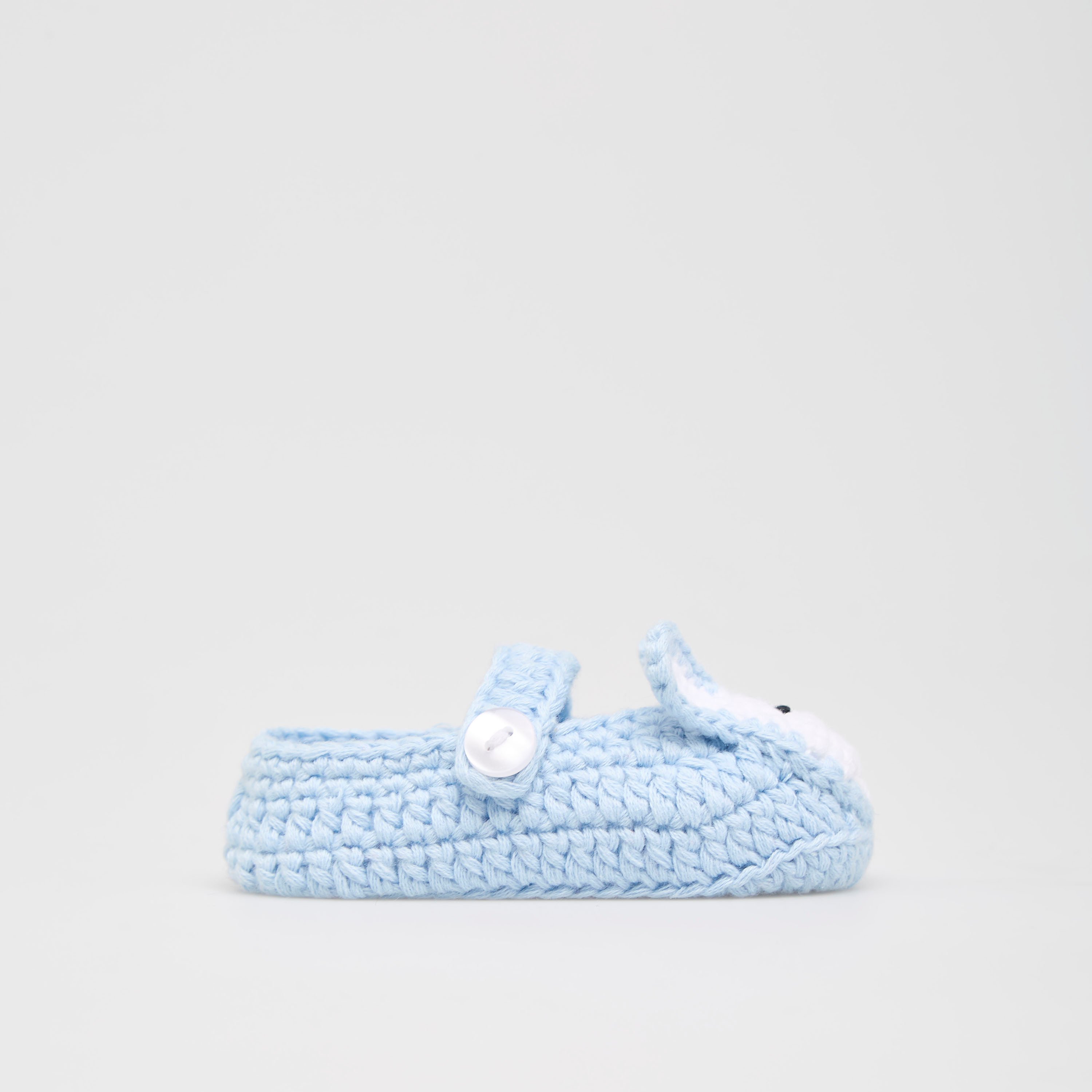 Giggles Bunny Applique Crochet Booties with Button Closure-baby-girls-shoes-booties-image-3